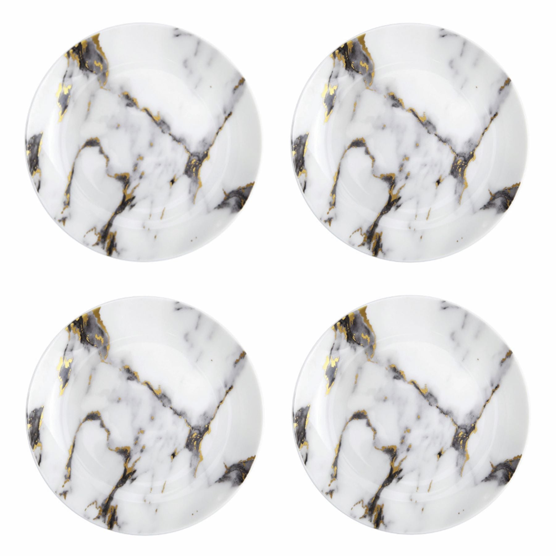 Marble Multi Color Set of 4, Assorted Canape Plates White Background Photo