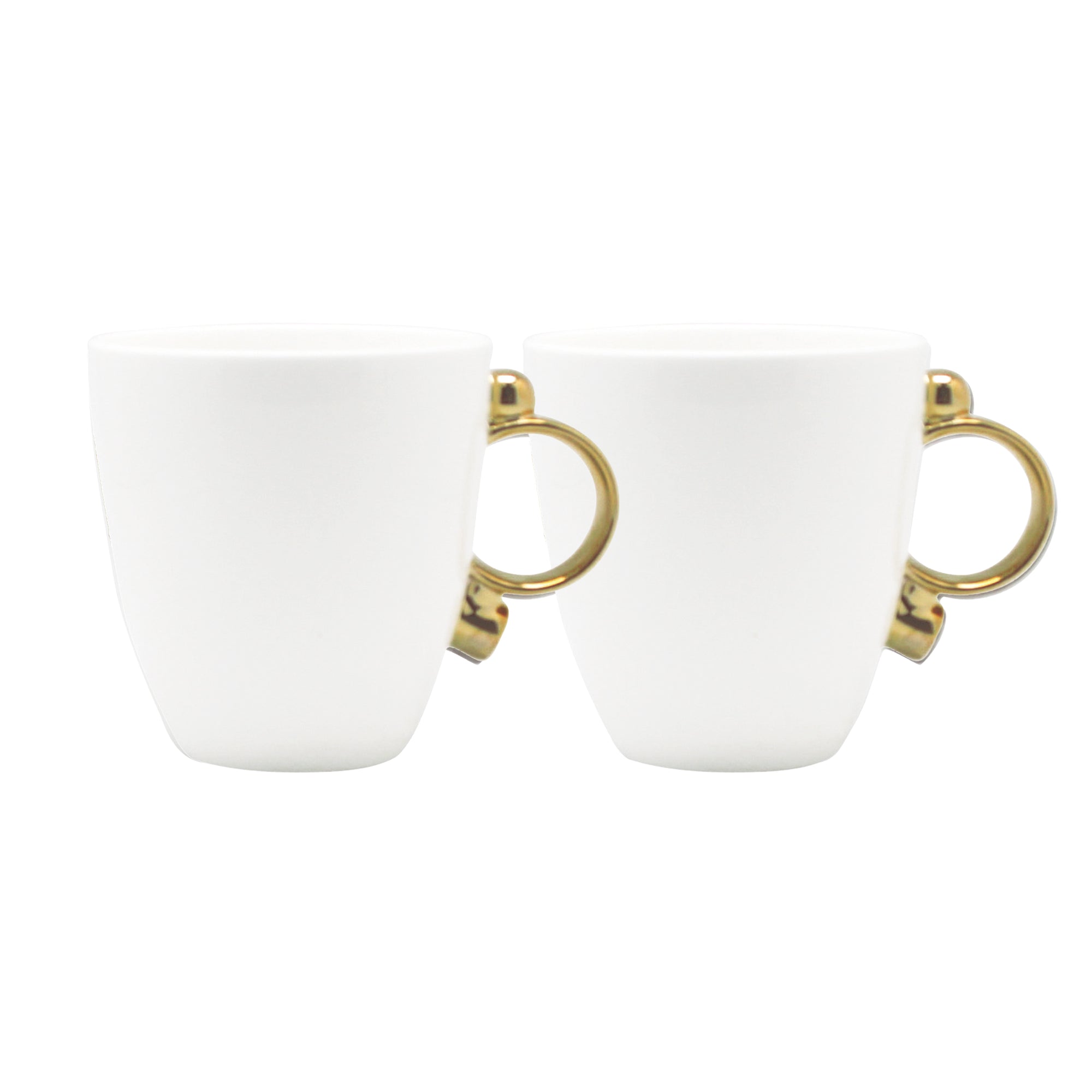 Prouna Geometrica Mug with Gold Rim Set of 2 White Background Photo