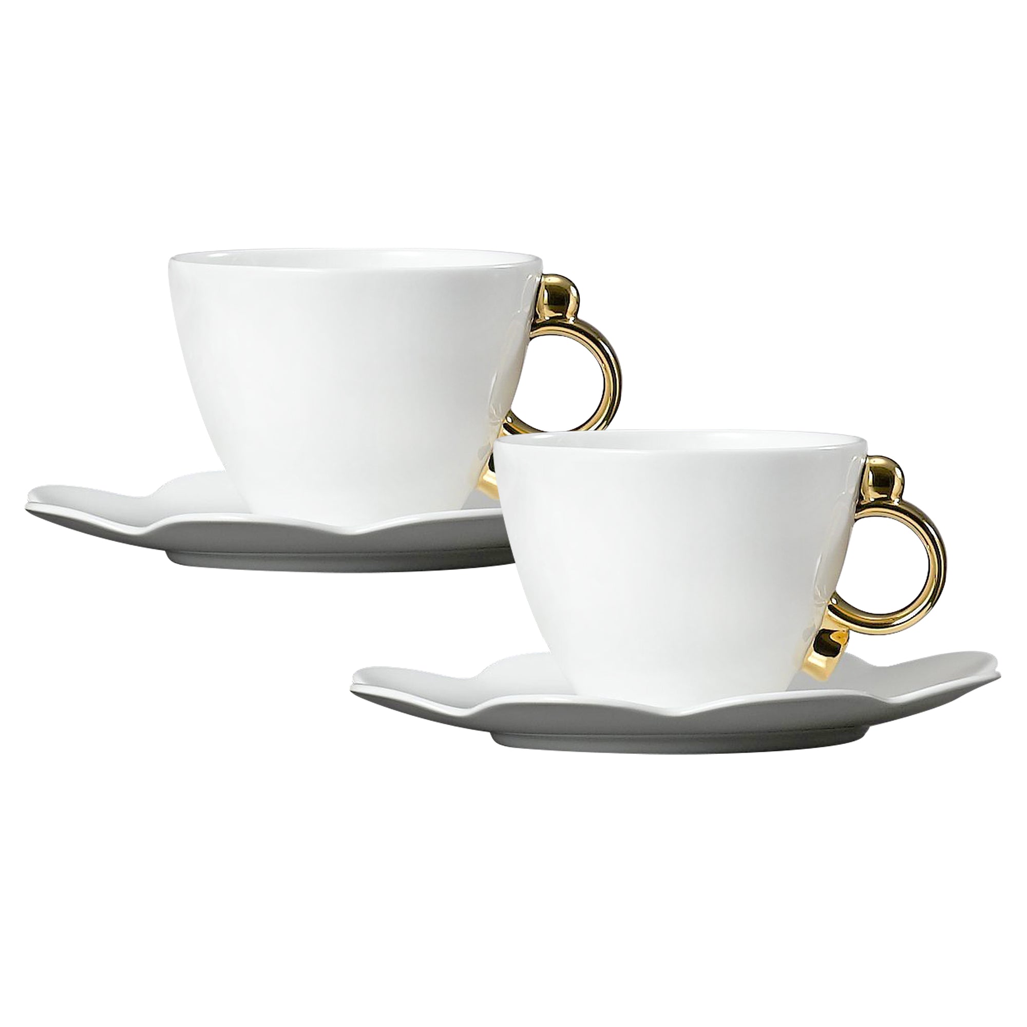 Prouna Cup & Saucer with Gold Rim Set of 2 White Background Photo