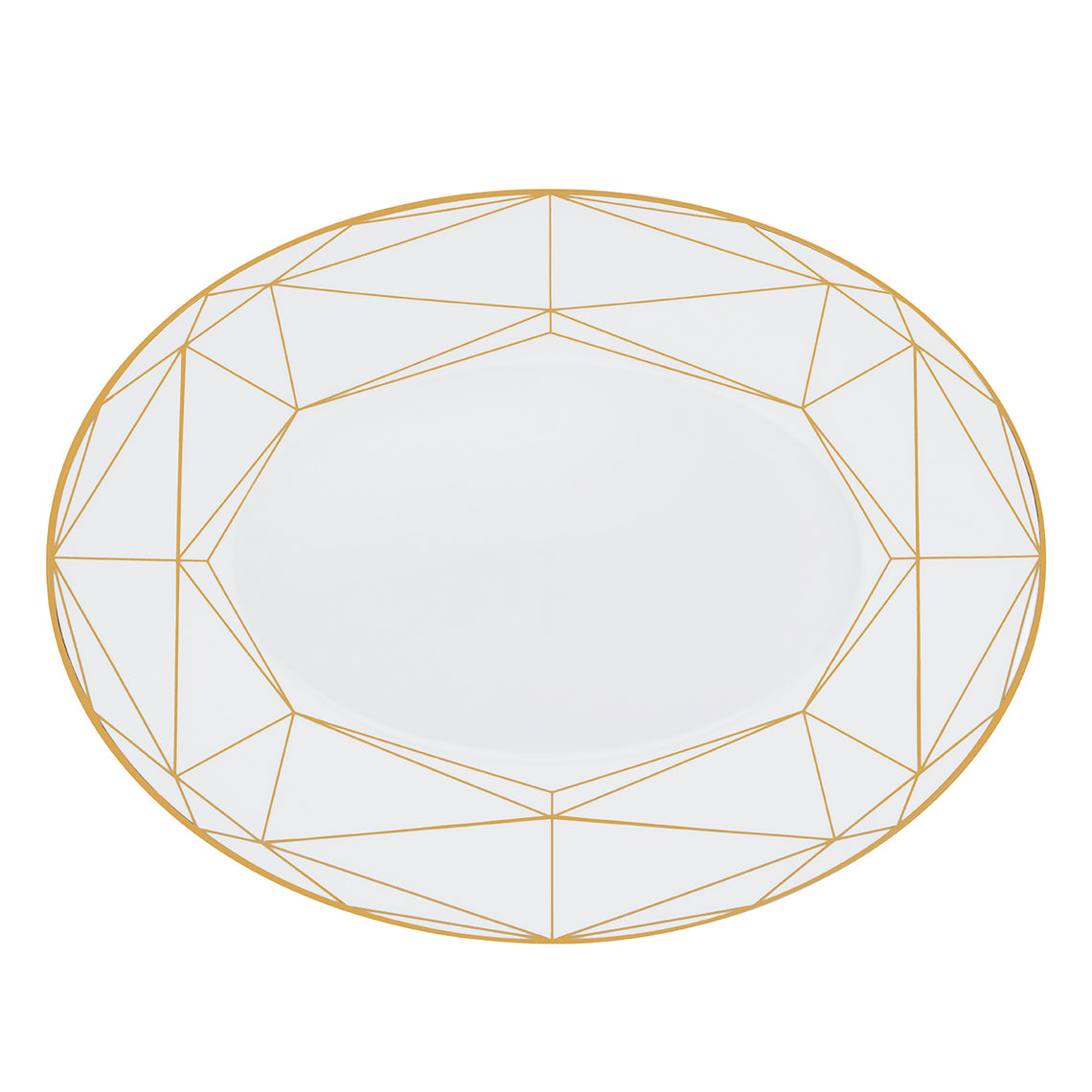 Gem Cut Gold 16&quot; Oval Platter White Background Photo