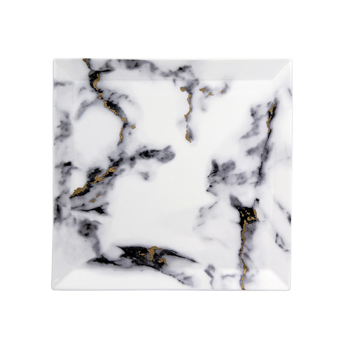 Marble Venice Fog 9" Matzah Plate / Square Serving Platter White Background Photo