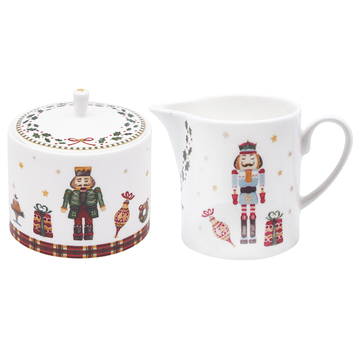 Prouna Nutcracker Sugar &amp; Creamer Set White Background Photo