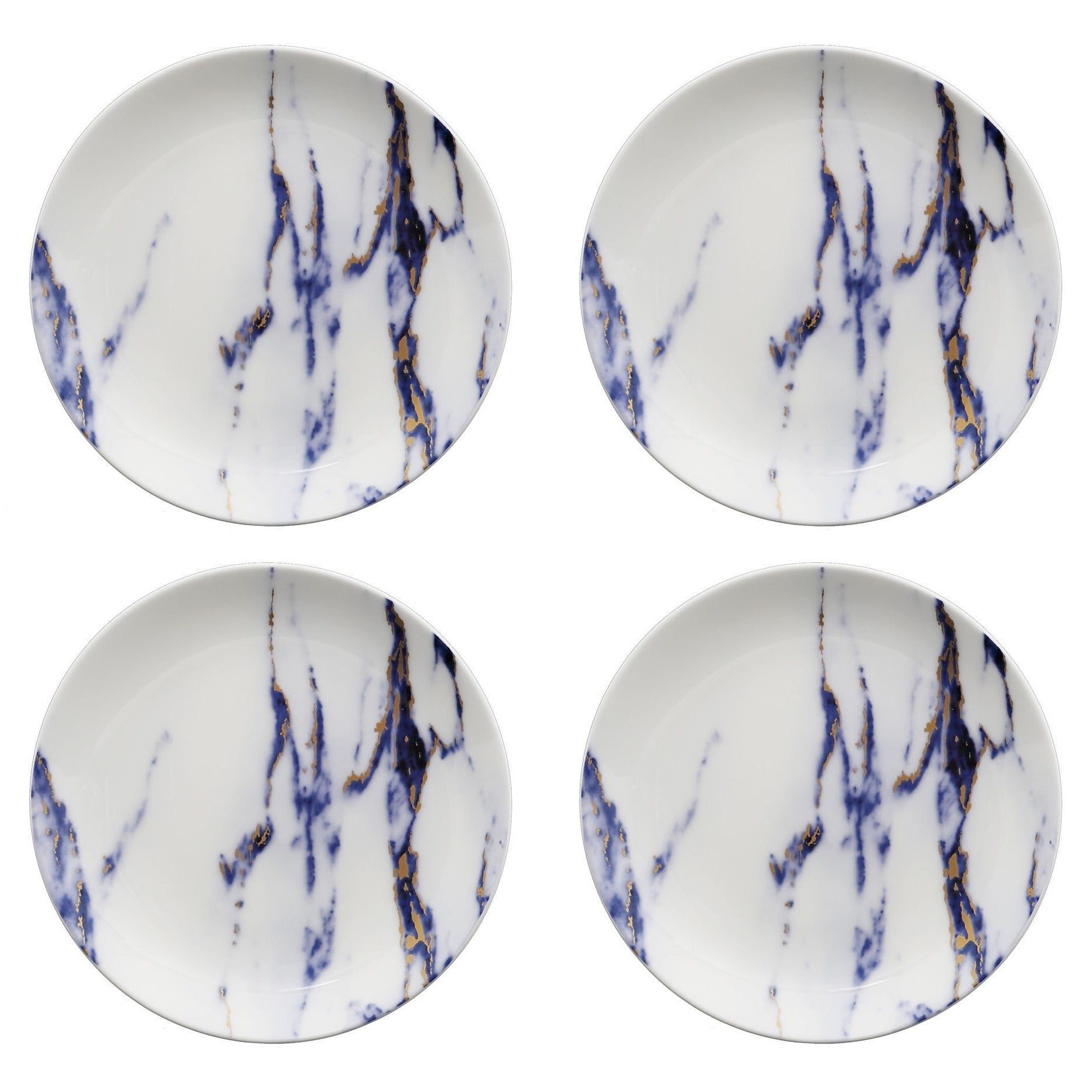 Prouna Marble Azure Set of 4, Canape Plates White Background Photo