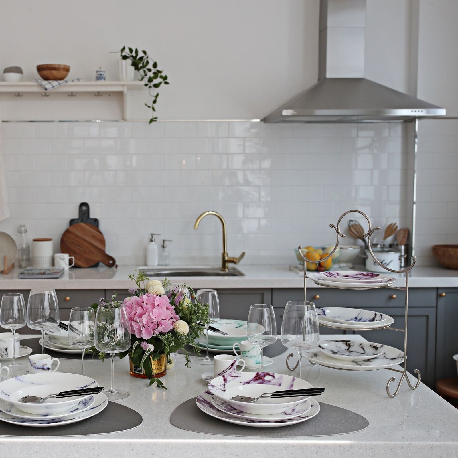 Prouna Marble Chianti Salad/Dessert Plate White Background Photo