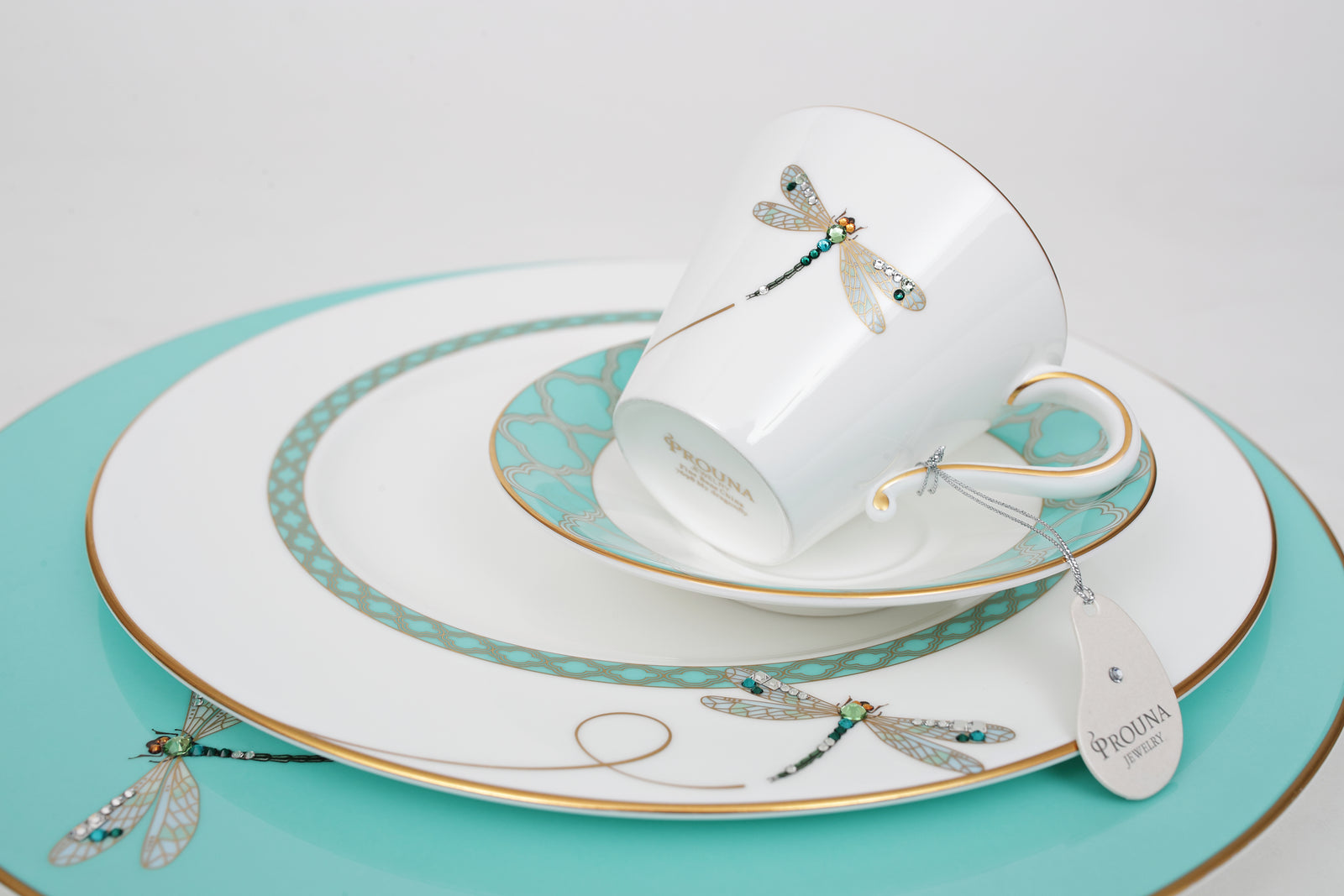 Prouna My Dragonfly Cup & Saucer White Background Photo