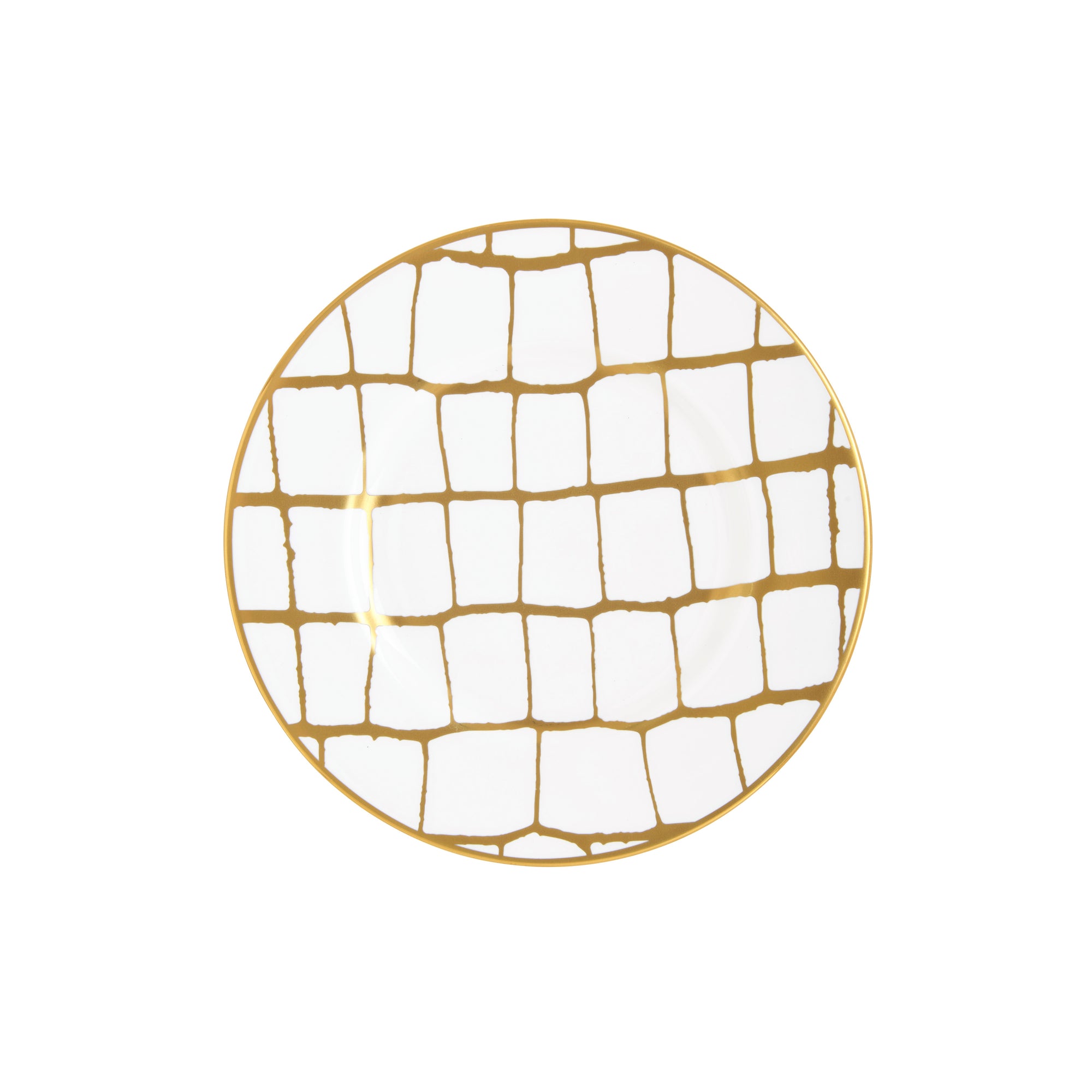 Prouna Alligator Gold Bread & Butter Plate White Background Photo