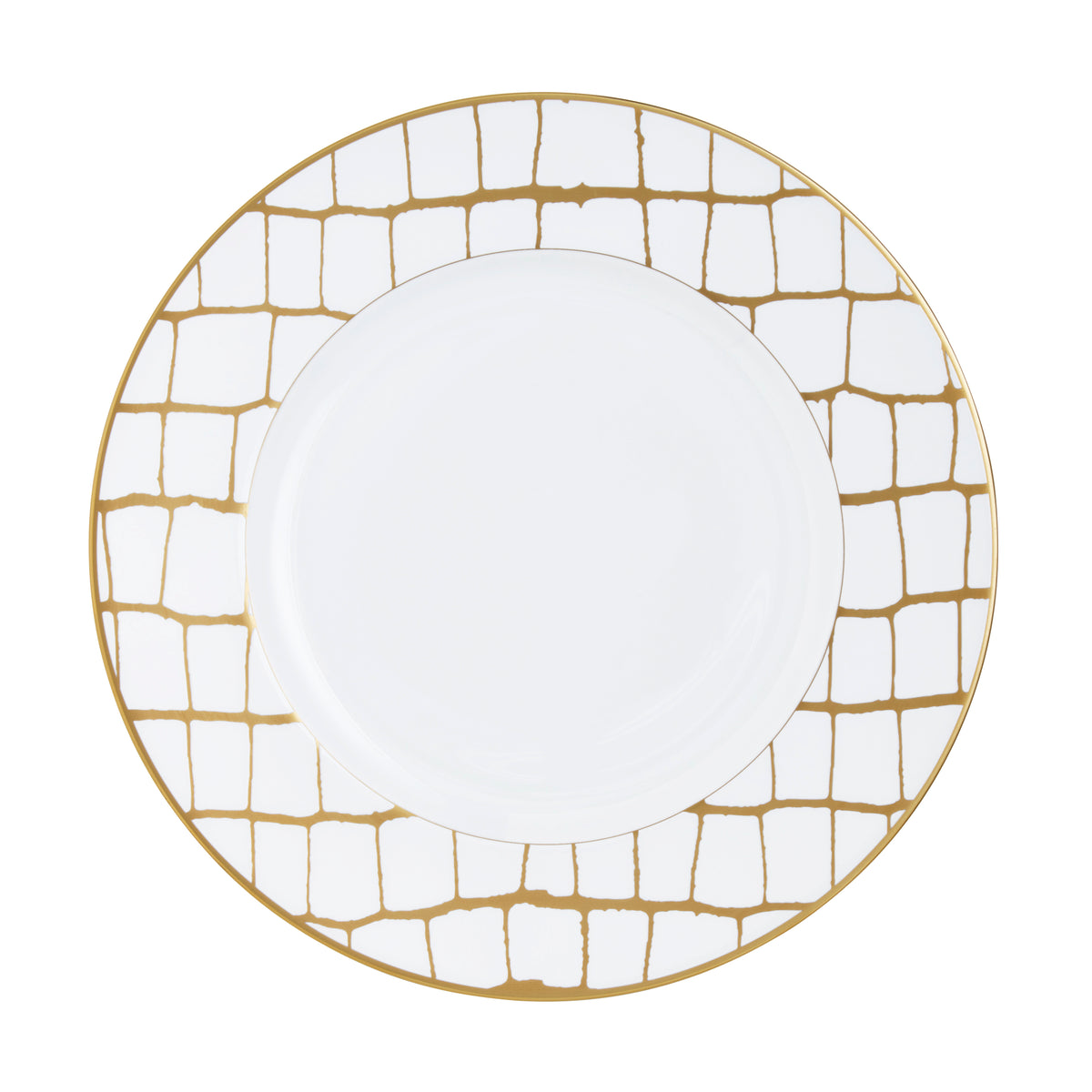 Prouna Alligator Gold Dinner Plate White Background Photo