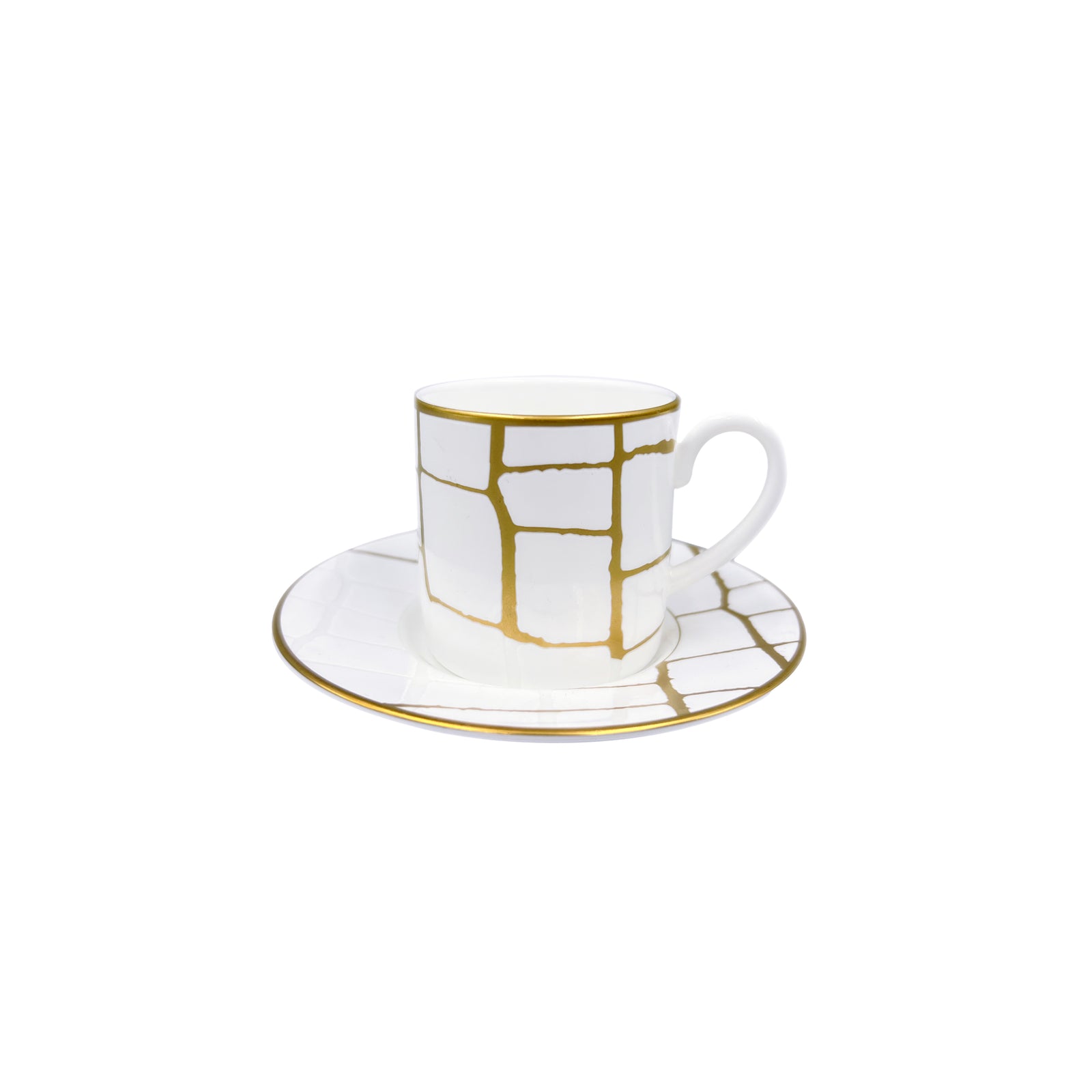 Prouna Alligator Gold Espresso Cup & Saucer White Background Photo