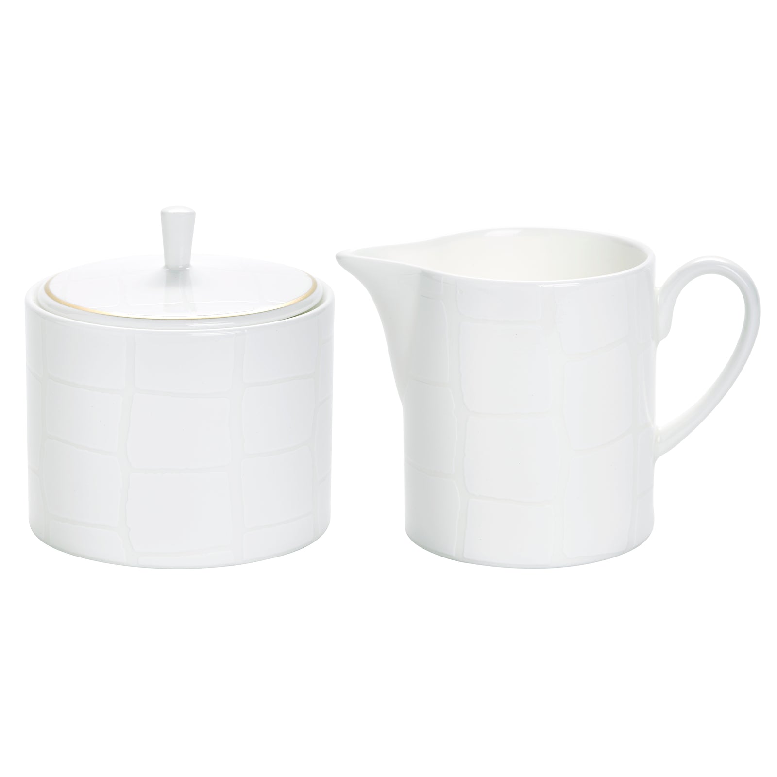 Prouna Alligator White Sugar & Creamer Set White Background Photo