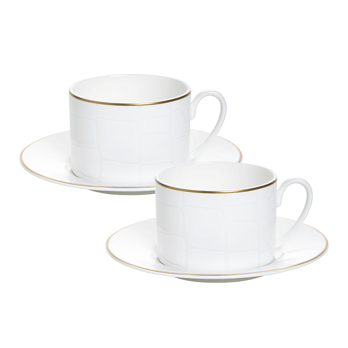 Prouna Alligator White Set of 2, Cups & Saucers White Background Photo