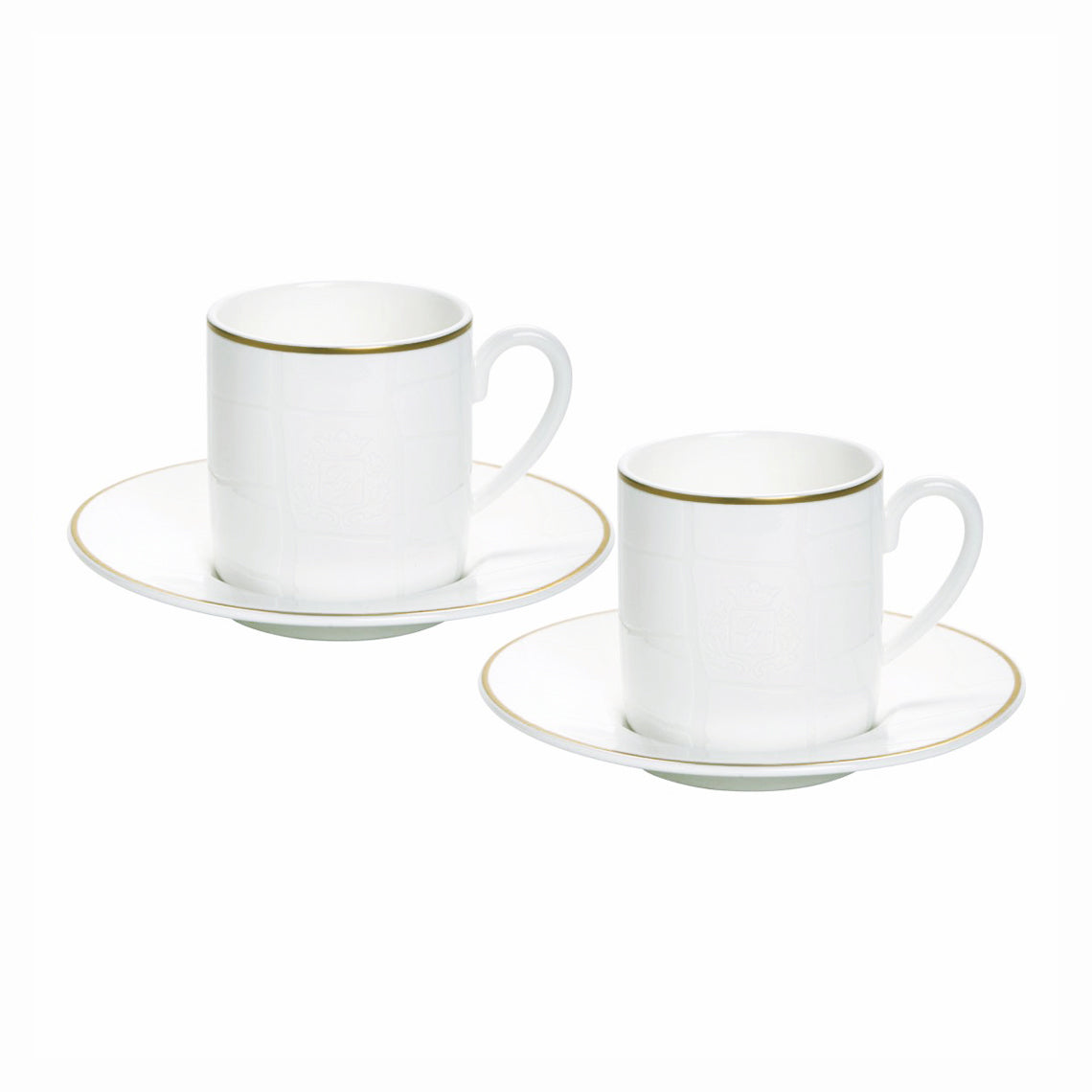 Prouna Alligator White Set of 2, Espresso Cups &amp; Saucers White Background Photo