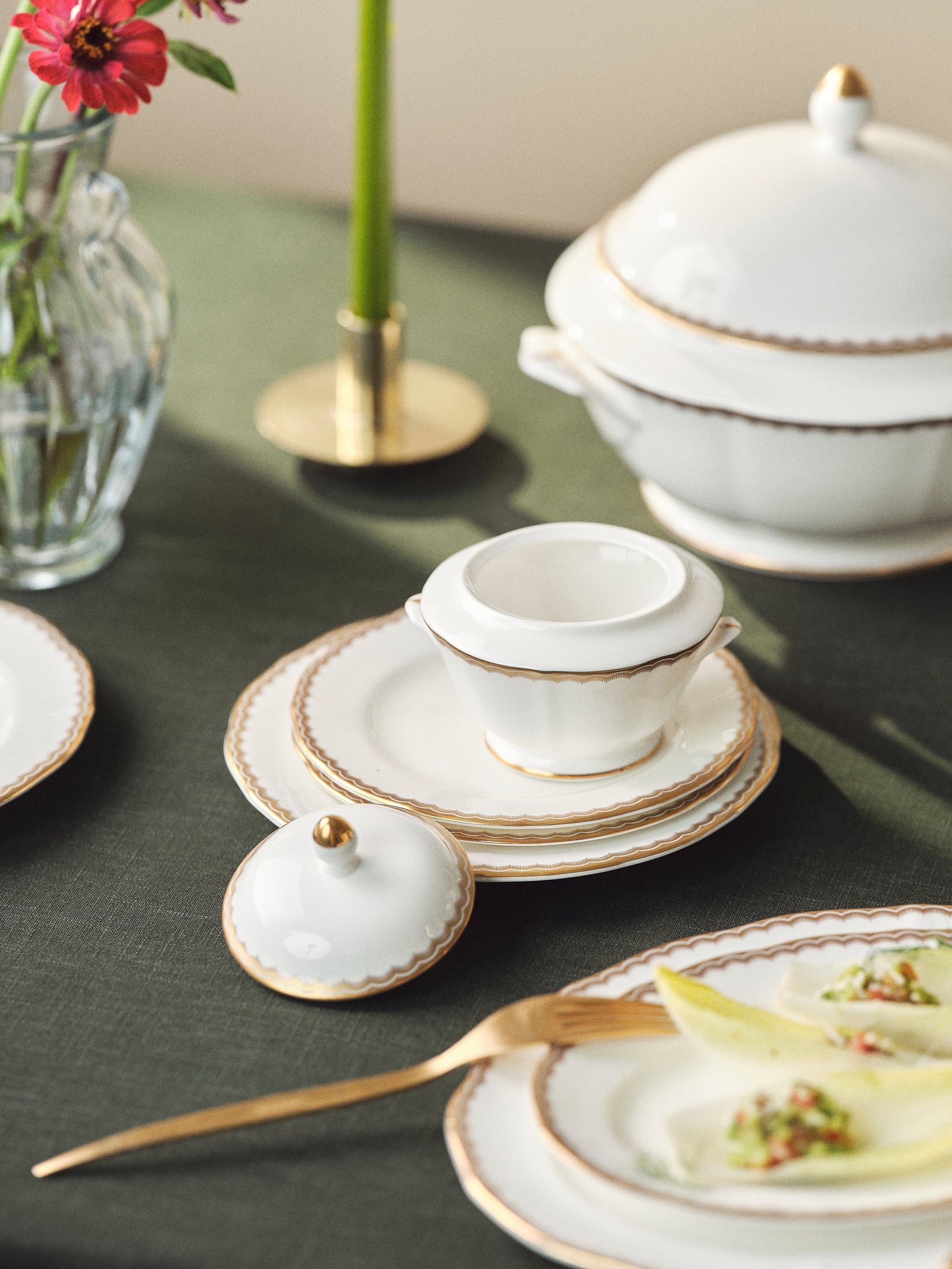 Prouna Antique Gold Sugar Bowl White Background Photo