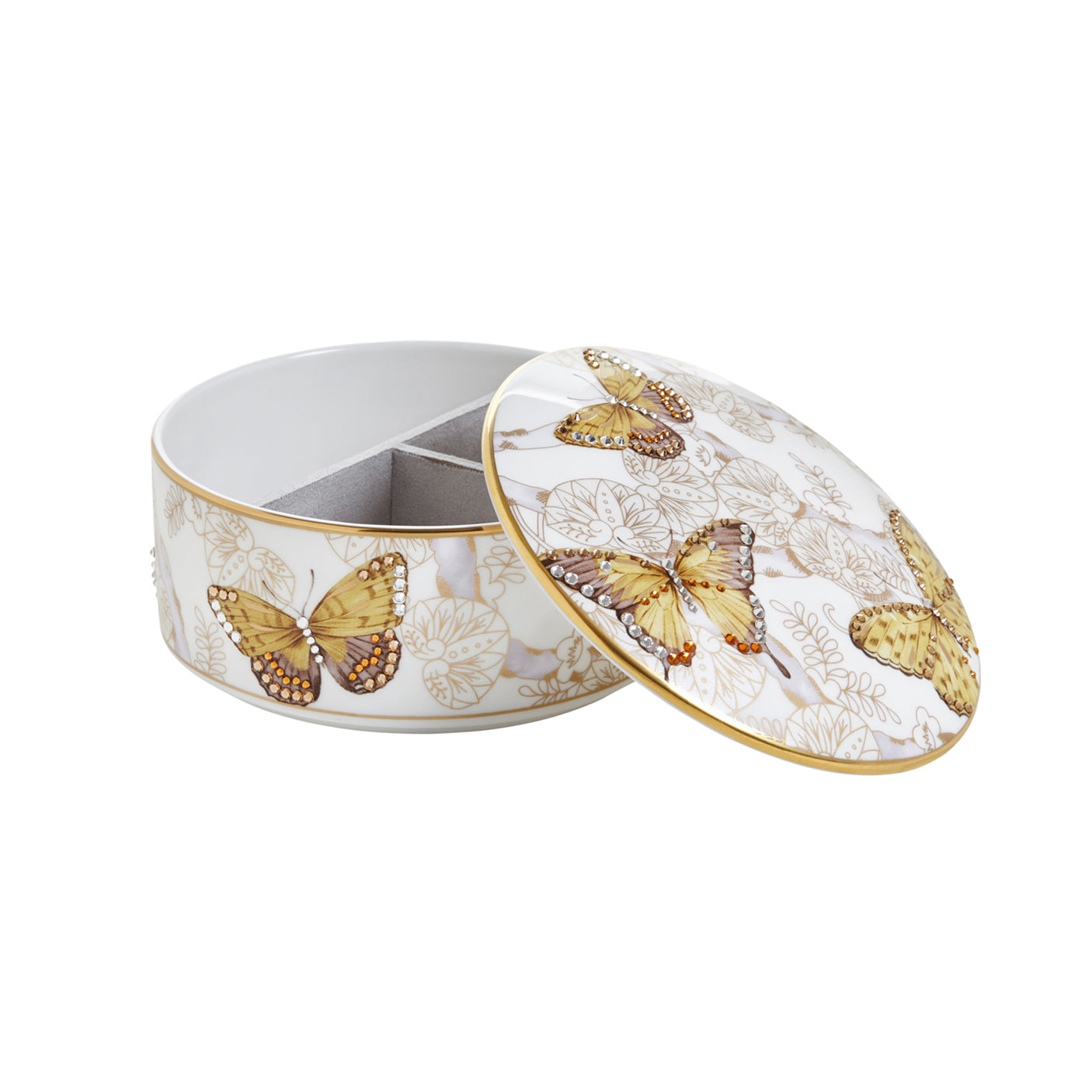 Prouna Butterfly Jeweled Jewelry Box Open White Background Photo
