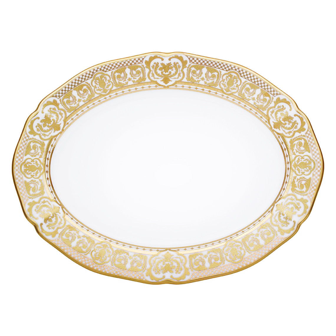 Prouna Carlsbad Queen White 14" Oval Platter White Background Photo