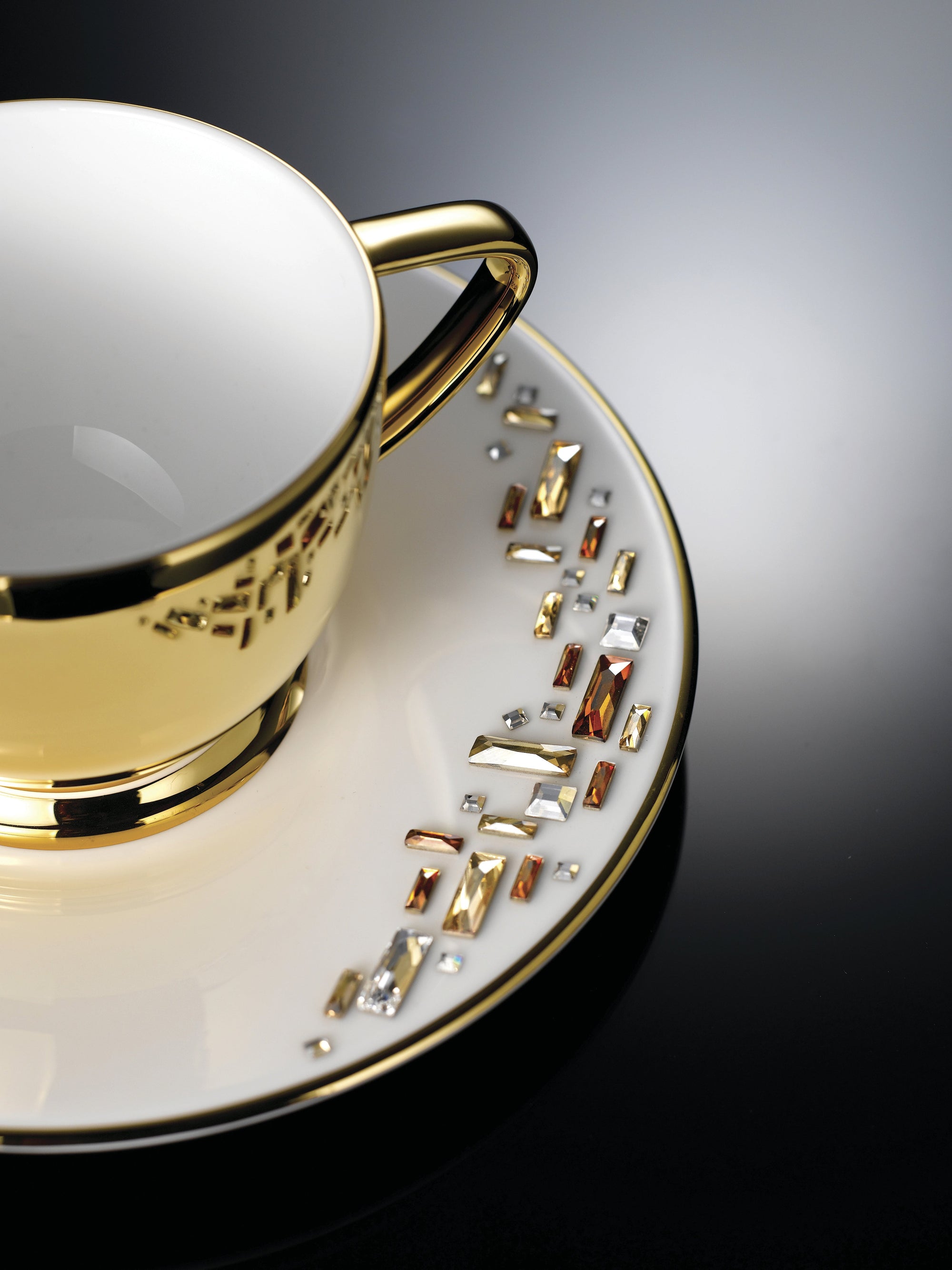 Prouna Diana Gold Espresso Cup & Saucer White Background Photo