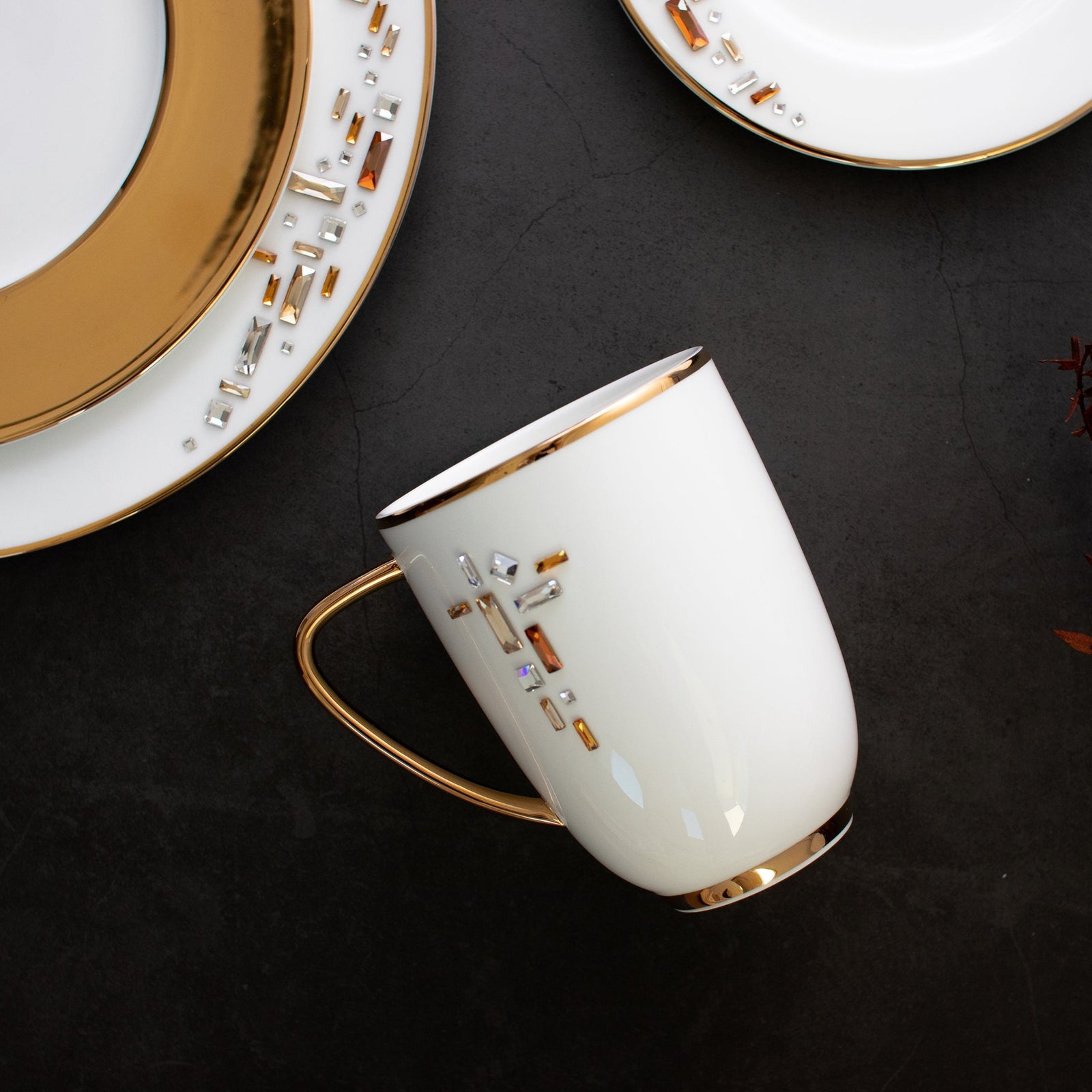 Prouna Diana Gold Mug w/ Crystals White Background Photo