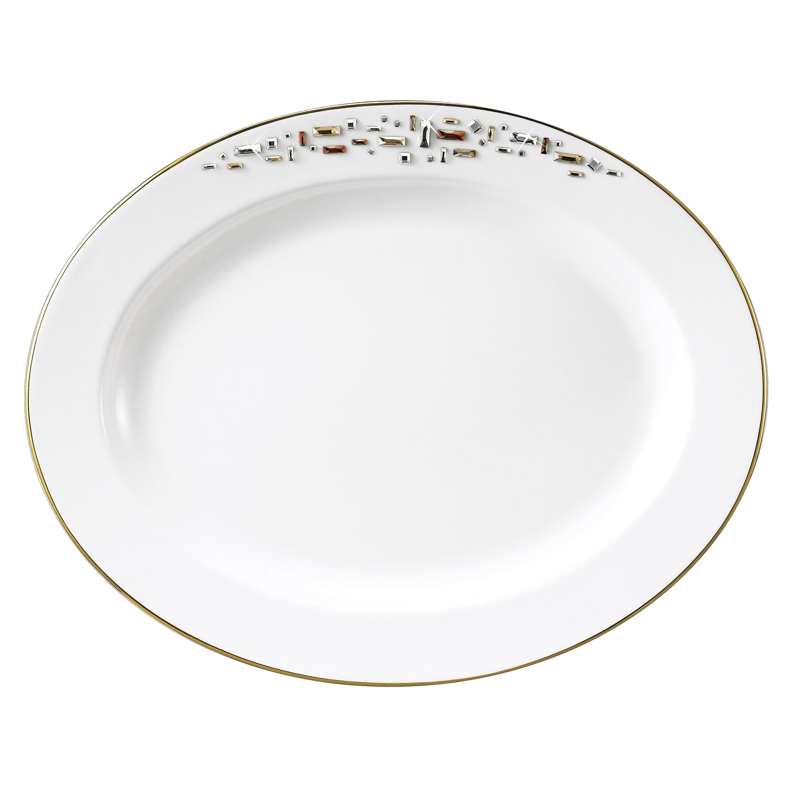 Prouna Diana Gold 14" Oval Platter White Background Photo