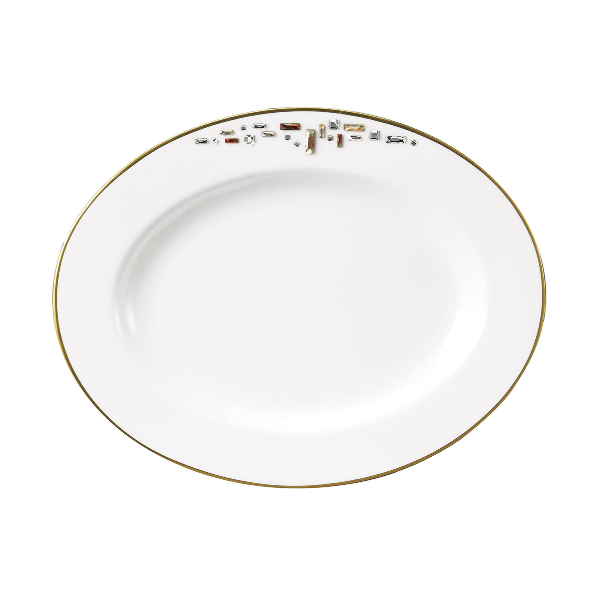 Prouna Diana Gold 11&quot; Oval Platter White Background Photo