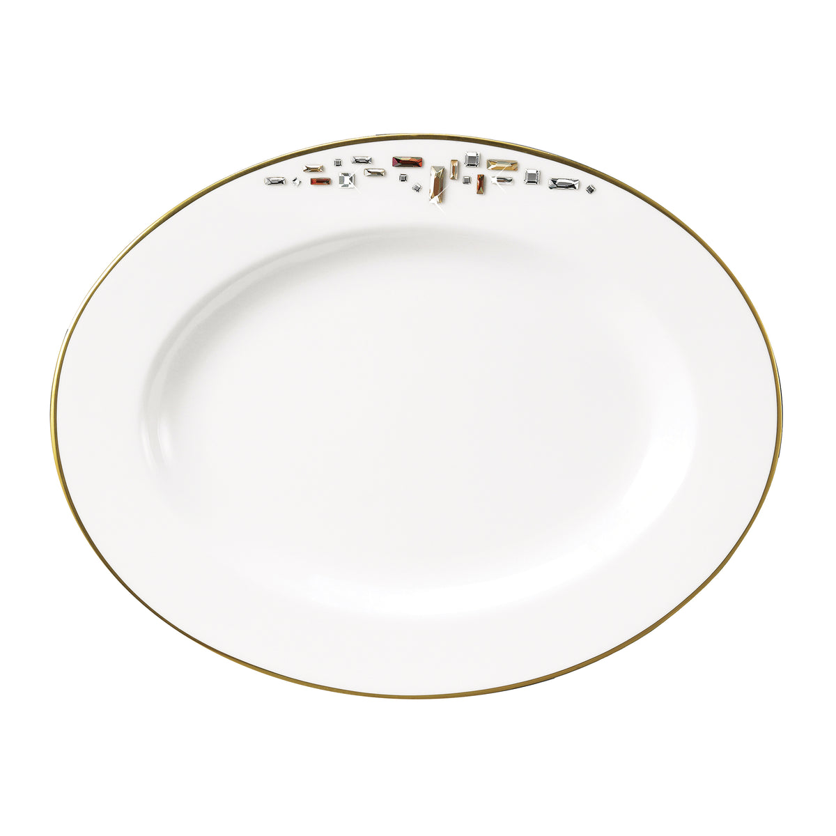 Prouna Diana Gold 12&quot; Oval Platter White Background Photo