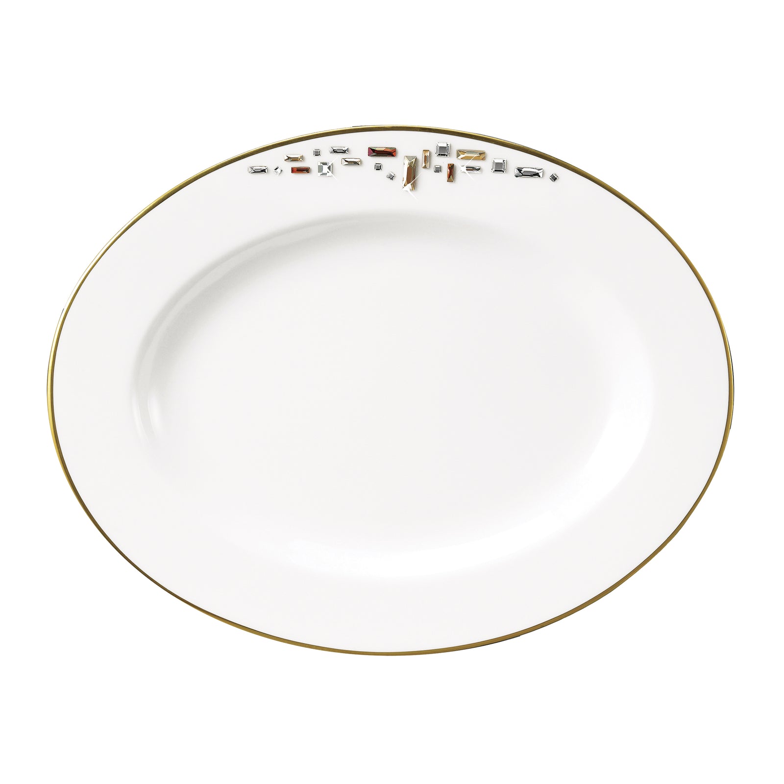 Prouna Diana Gold 12" Oval Platter White Background Photo