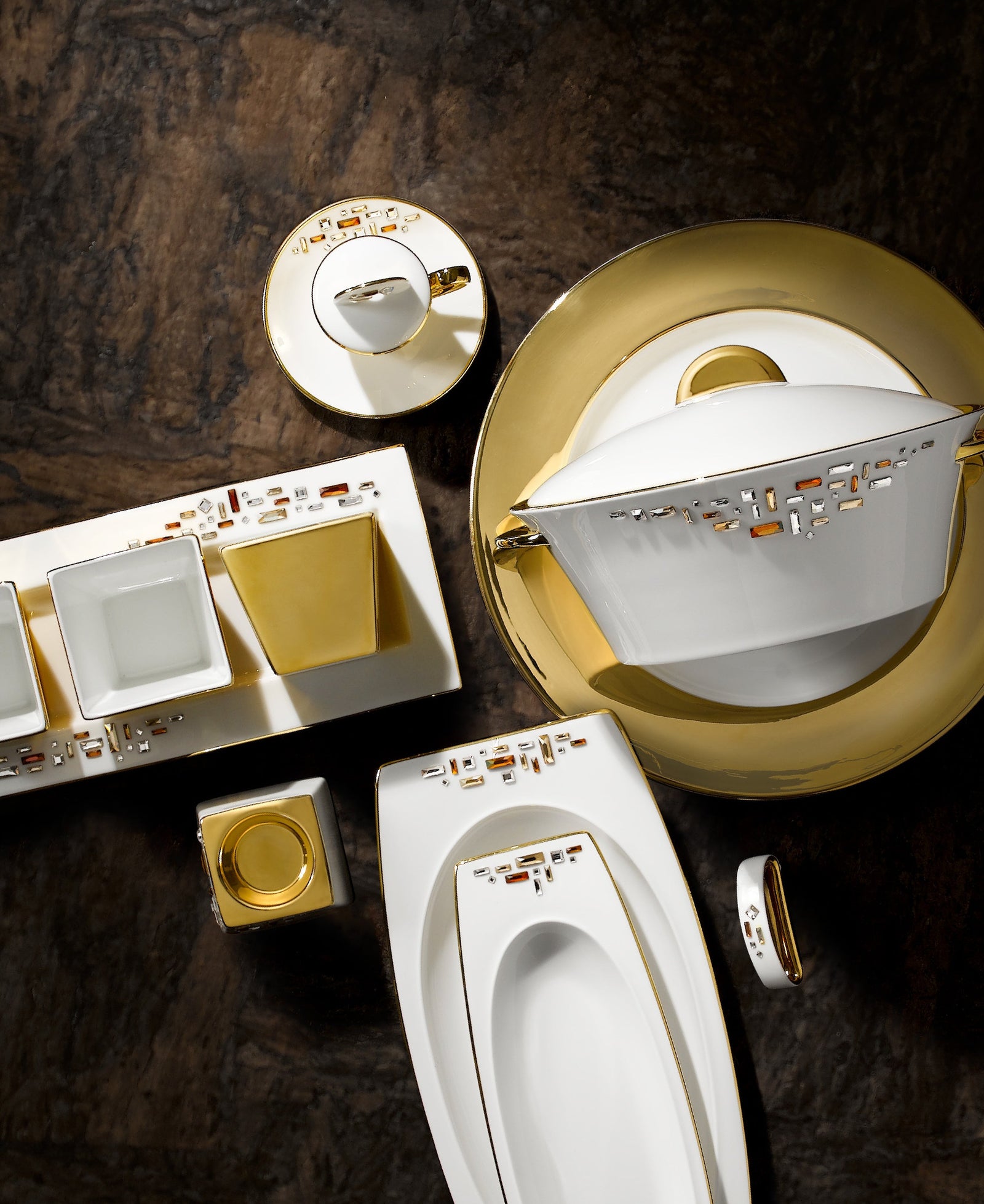 Prouna Diana Gold Sugar Bowl White Background Photo