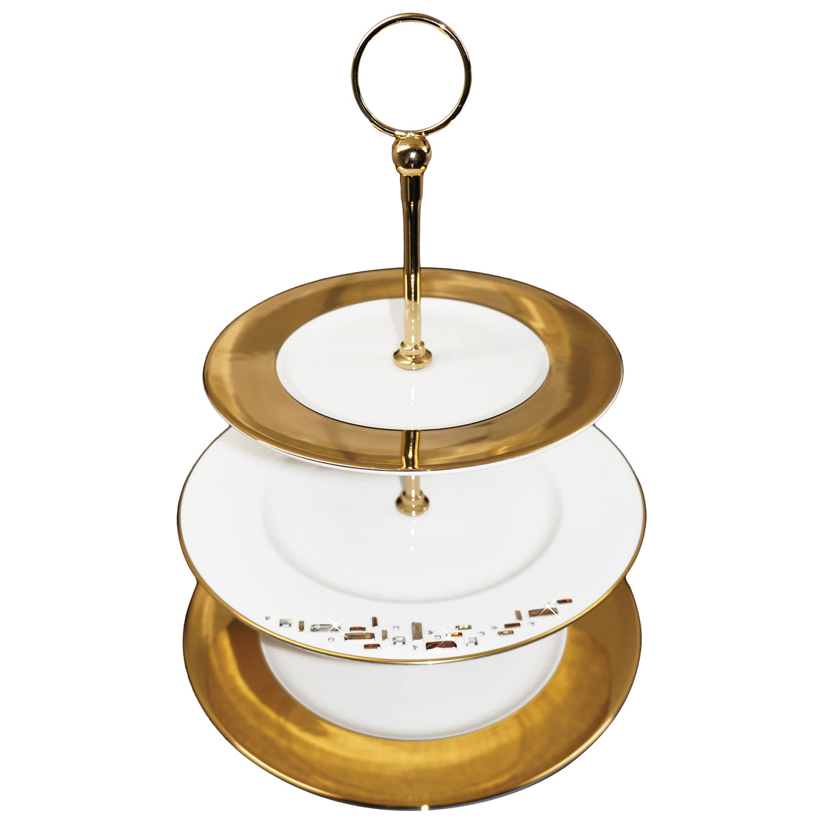 Prouna Diana Gold 3-Tier Cake Stand White Background Photo