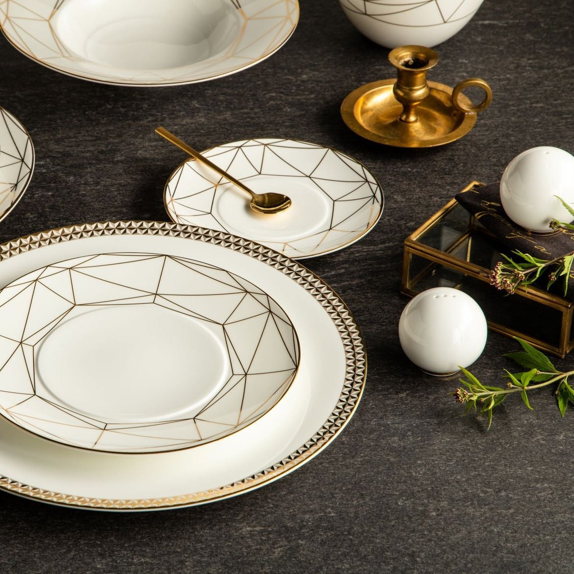 Prouna Gem Cut Gold Salt & Pepper Shakers