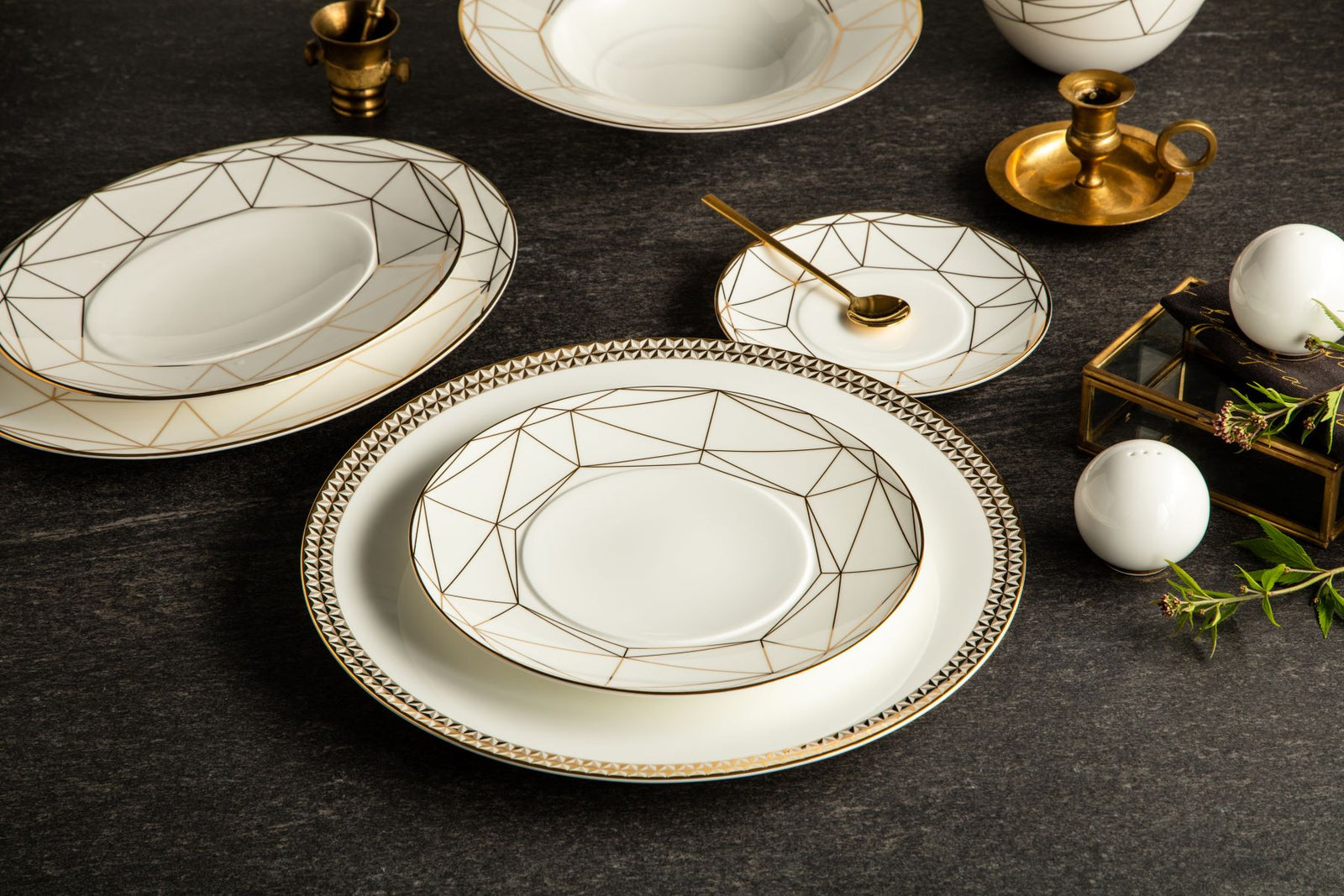 Prouna Gem Cut Gold Salad / Dessert/Appetizer Plate White Background Photo