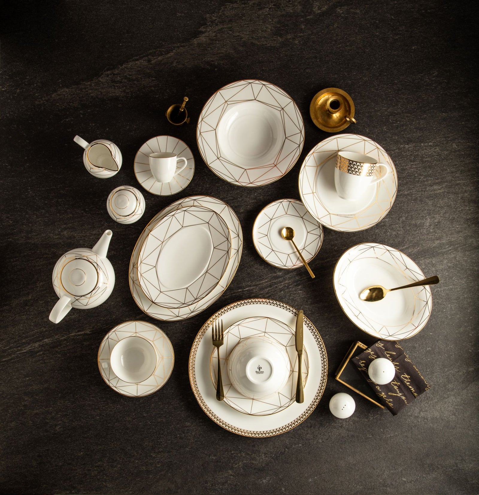 Prouna Gem Cut Gold Covered Vegetable Bowl / Soup Tureen White Background Photo