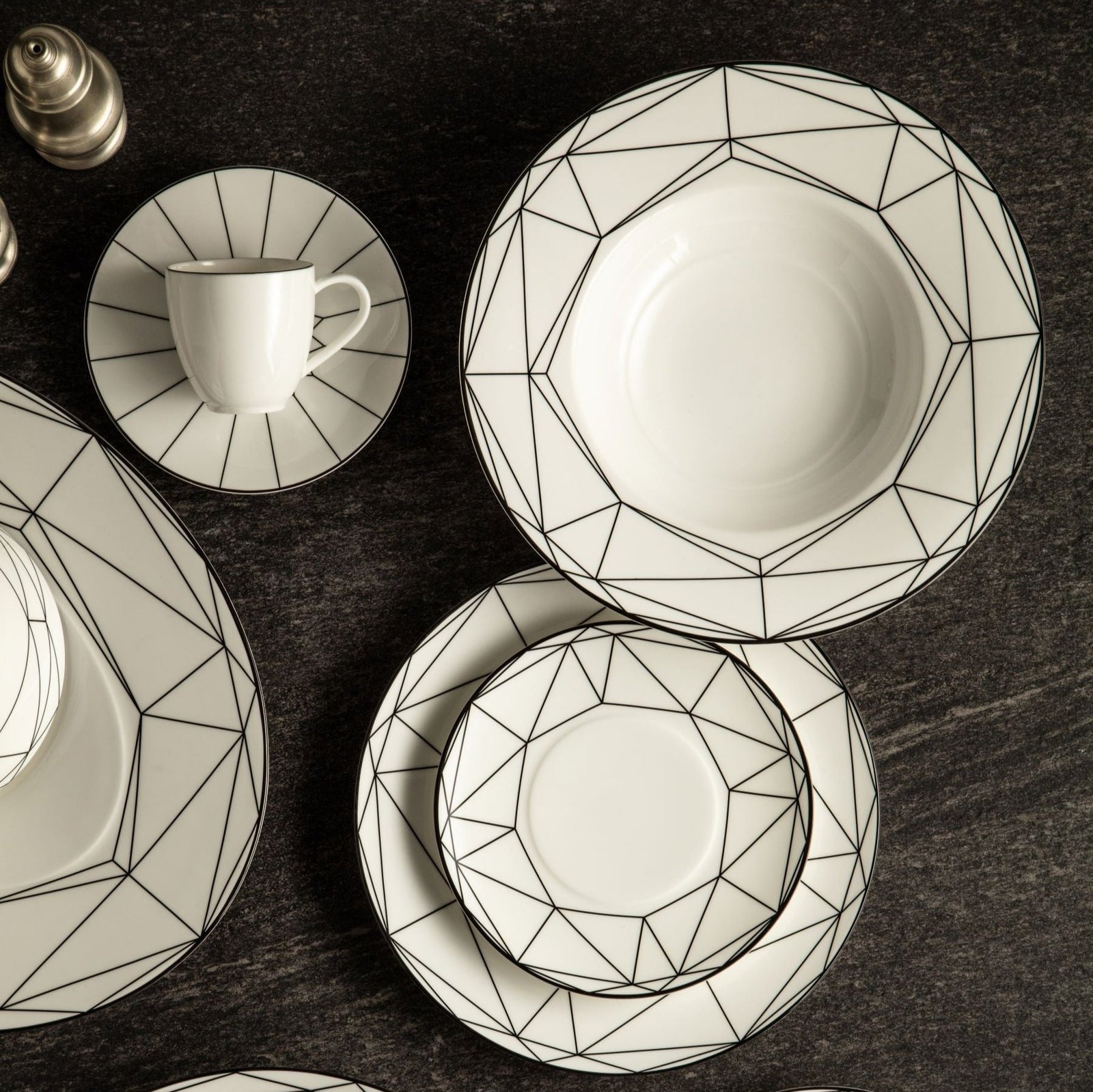 Prouna Gem Cut Onyx Rim Soup Bowl White Background Photo