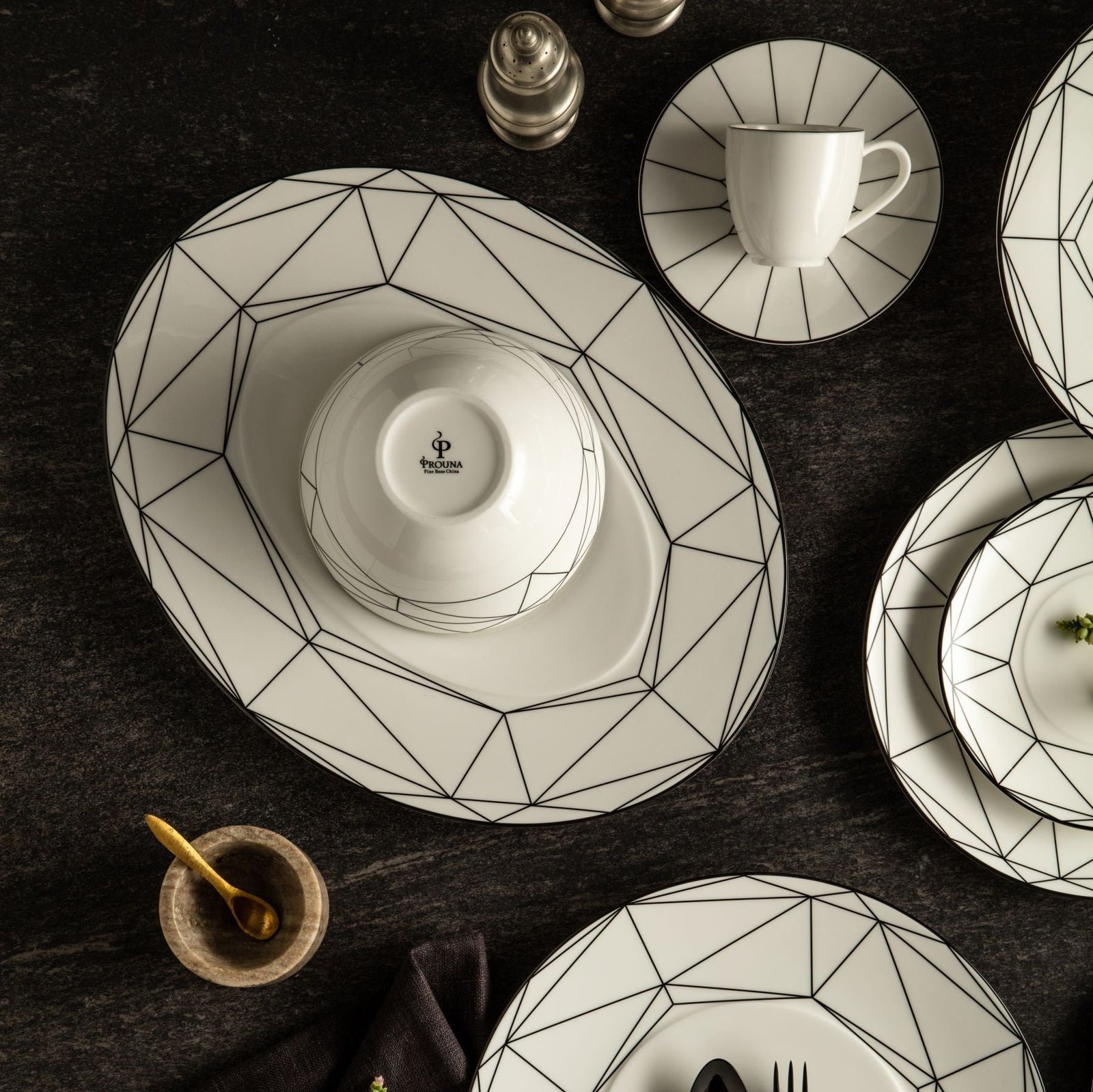 Prouna Gem Cut Onyx Cereal Bowl White Background Photo