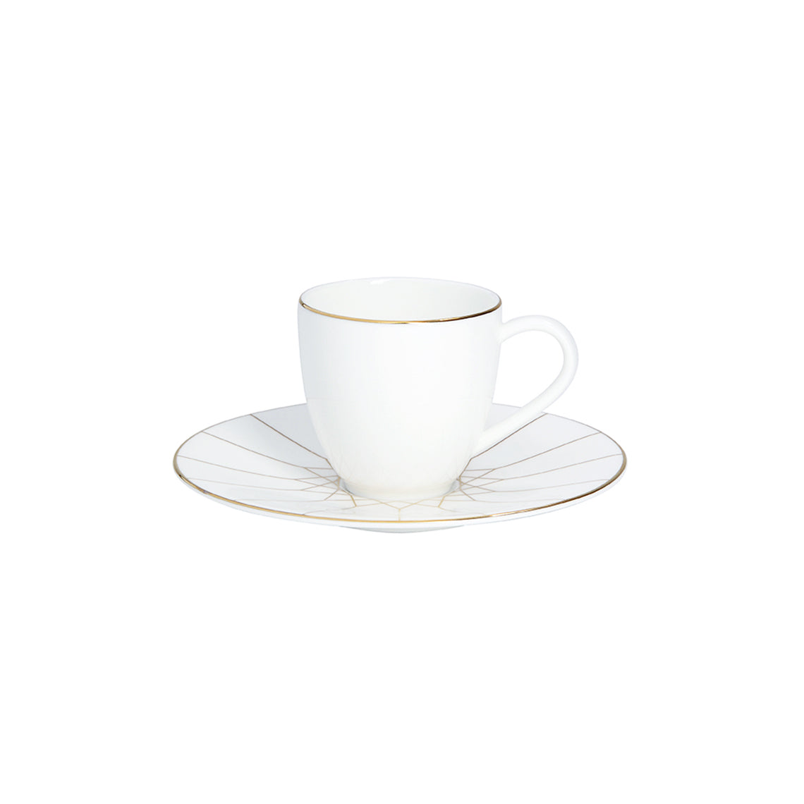 Prouna Gem Cut Gold Espresso Cup &amp; Saucer White Background Photo