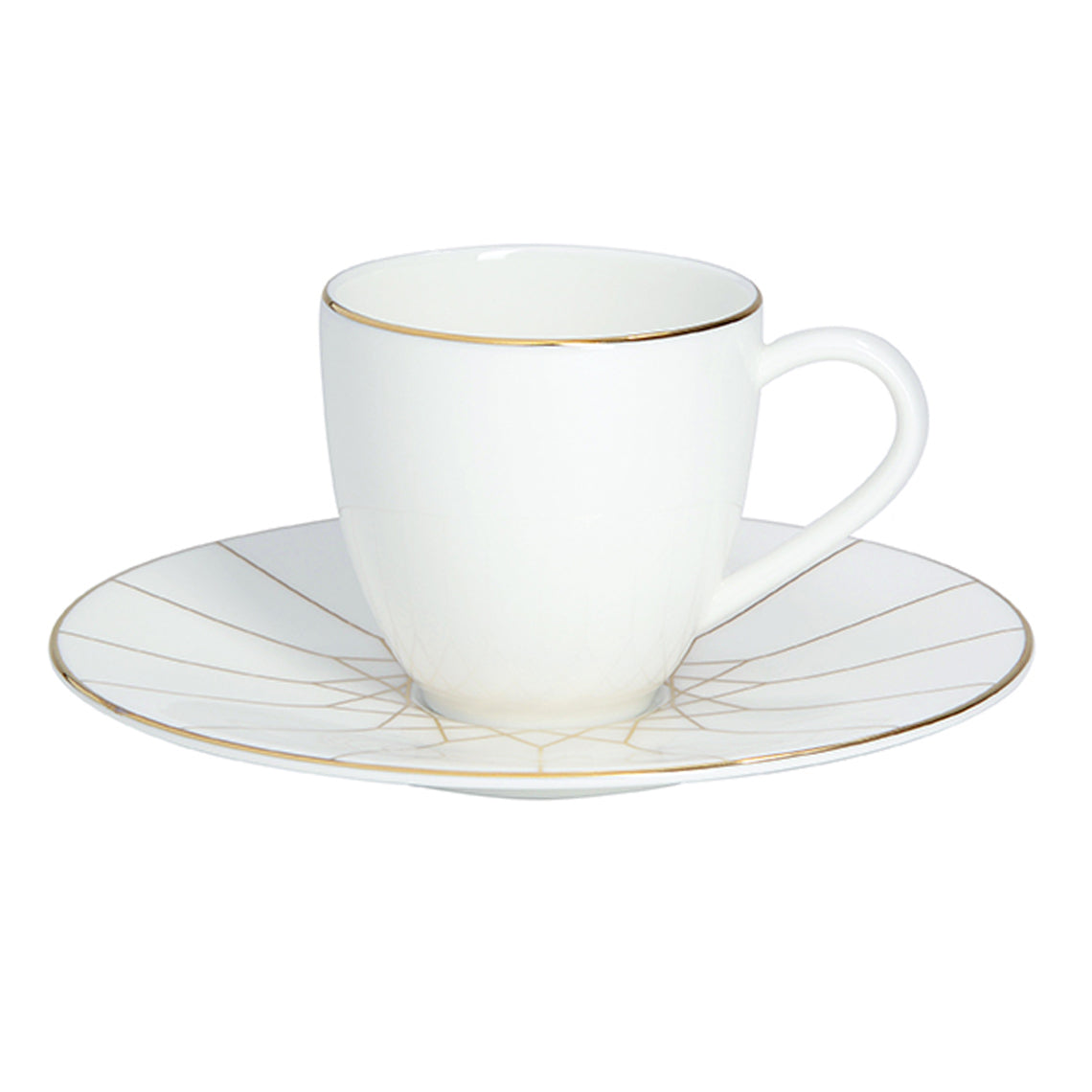 Gem Cut Gold Espresso Cup & Saucer White Background Photo