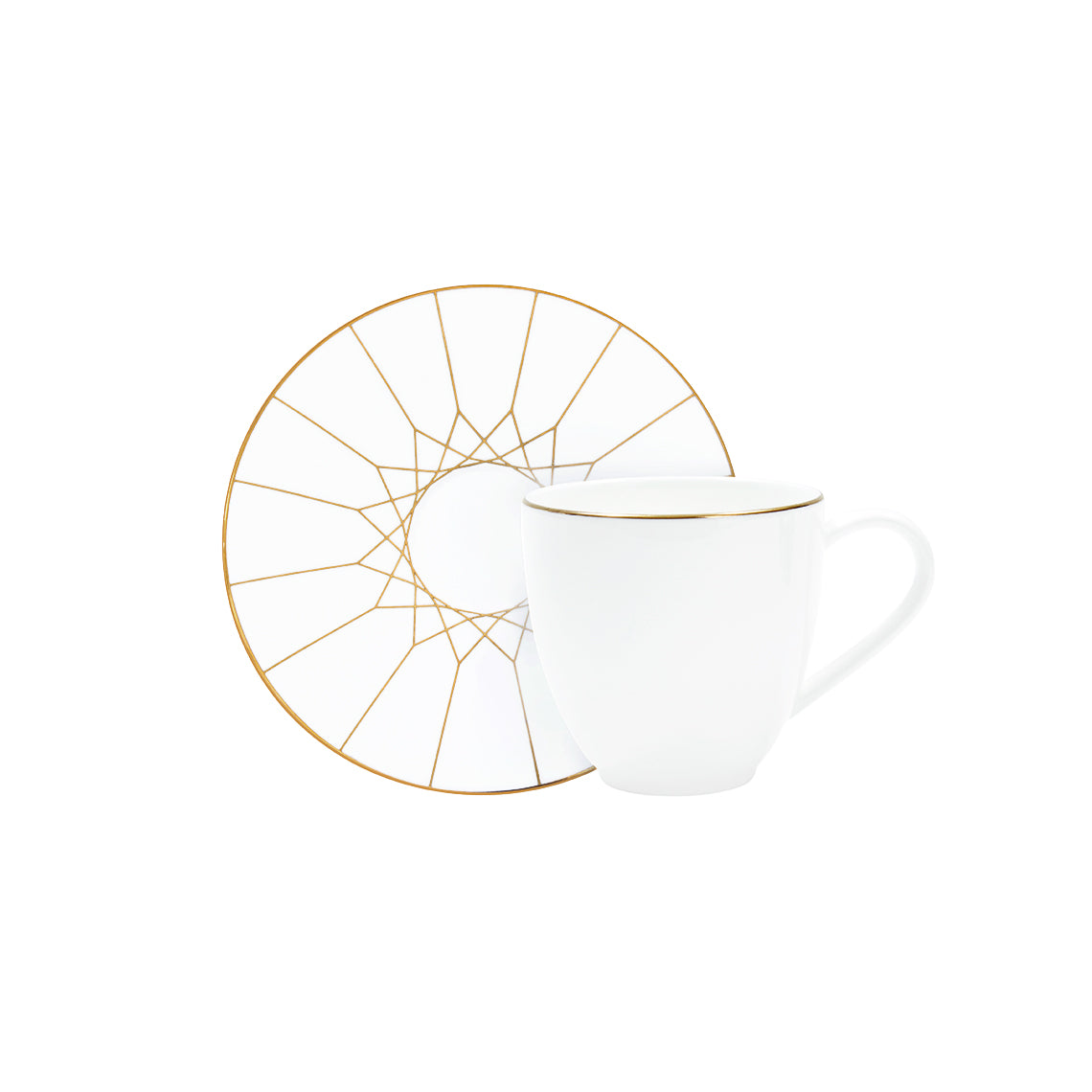 Prouna Gem Cut Gold Espresso Cup &amp; Saucer White Background Photo