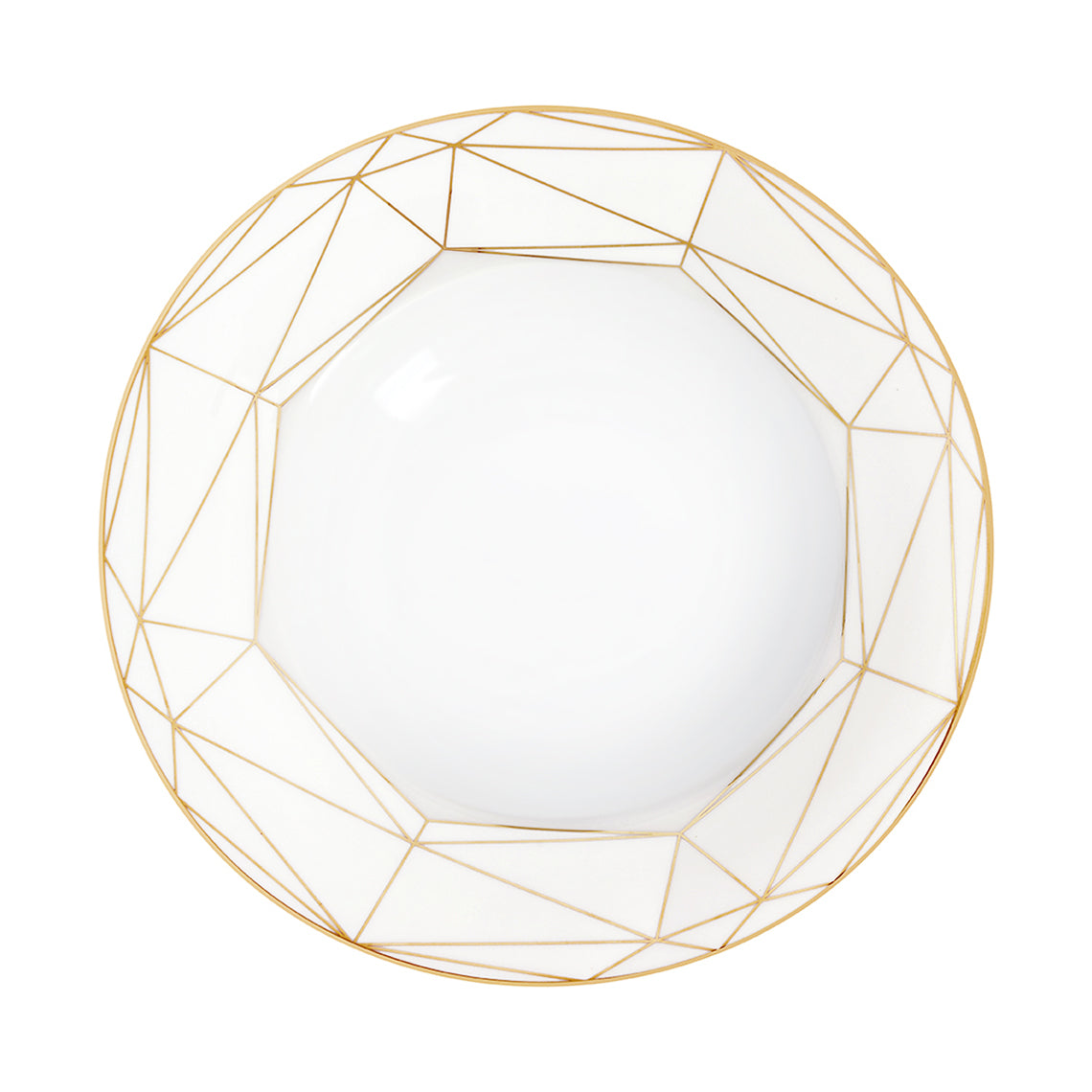 Prouna Gem Cut Gold Rim Soup Bowl White Background Photo