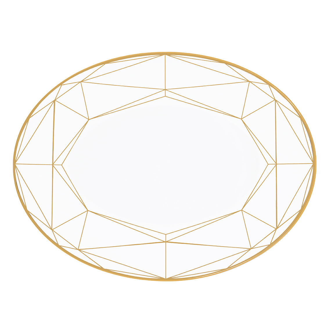 Prouna Gem Cut Gold 14" Oval Platter White Background Photo