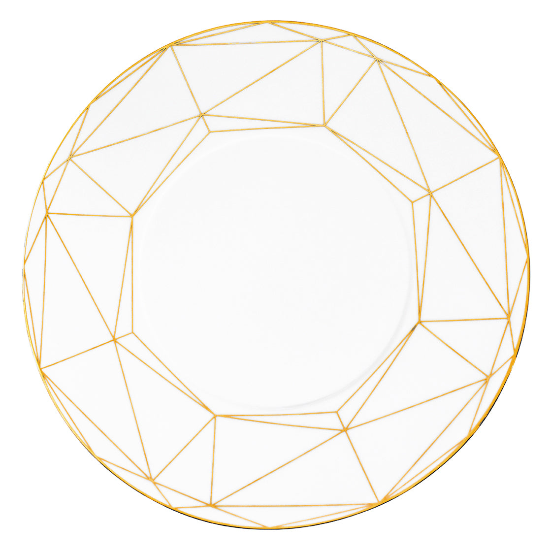 Prouna Gem Cut Gold Round Serving Platter White Background Photo