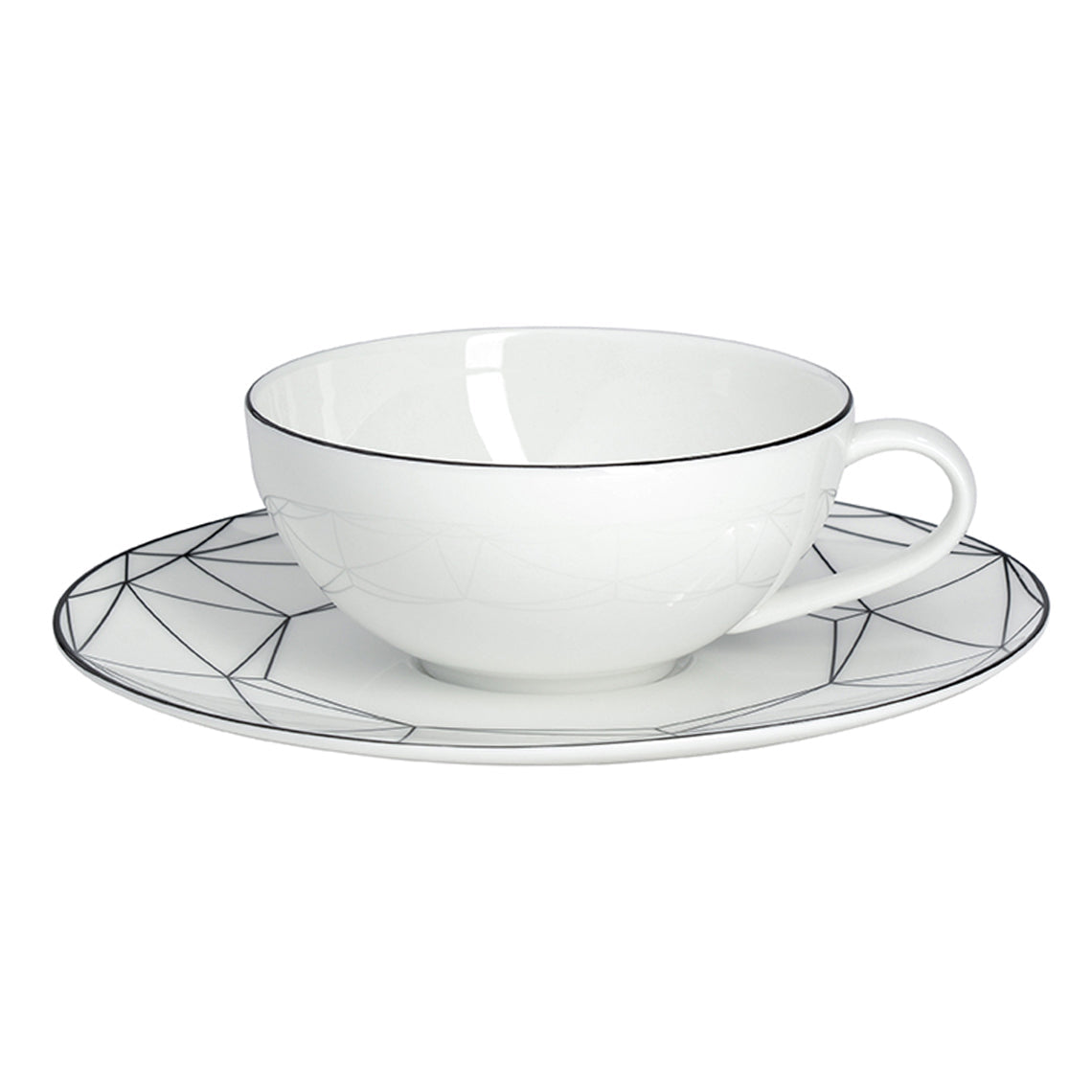 Prouna Gem Cut Onyx Tea Cup & Saucer White Background Photo