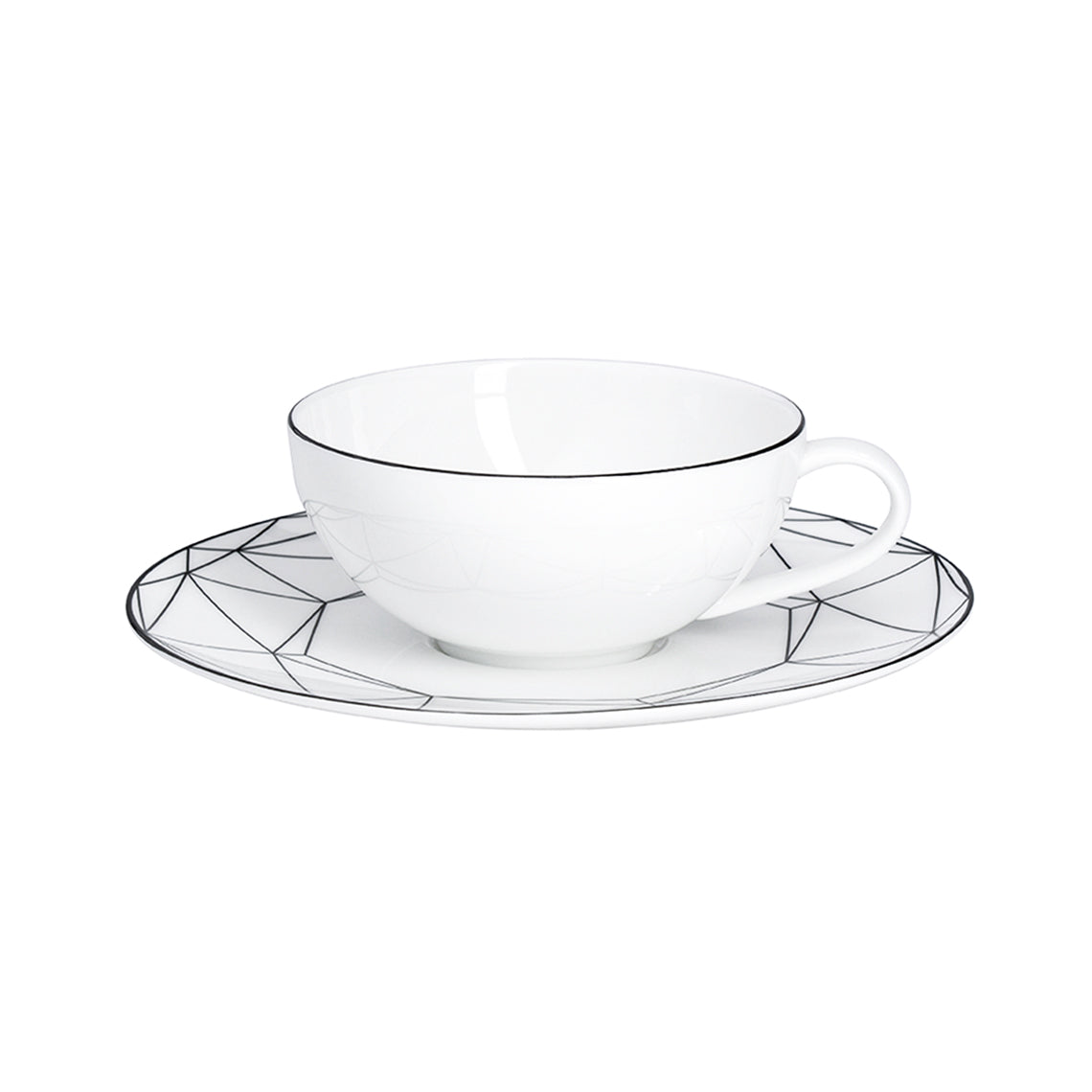 Prouna Gem Cut Onyx Tea Cup &amp; Saucer White Background Photo