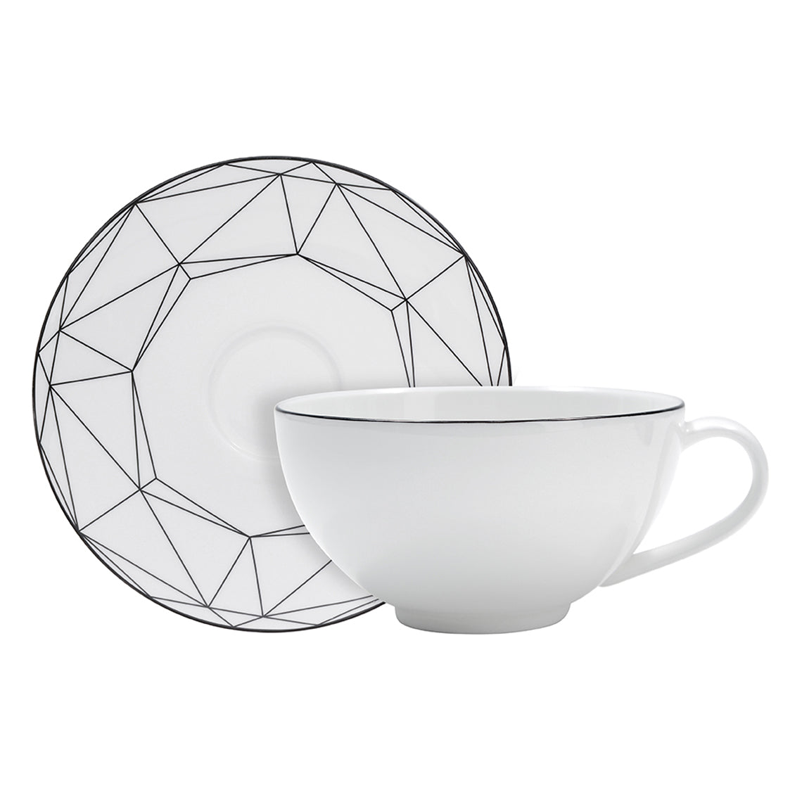 Prouna Gem Cut Onyx Tea Cup & Saucer White Background Photo