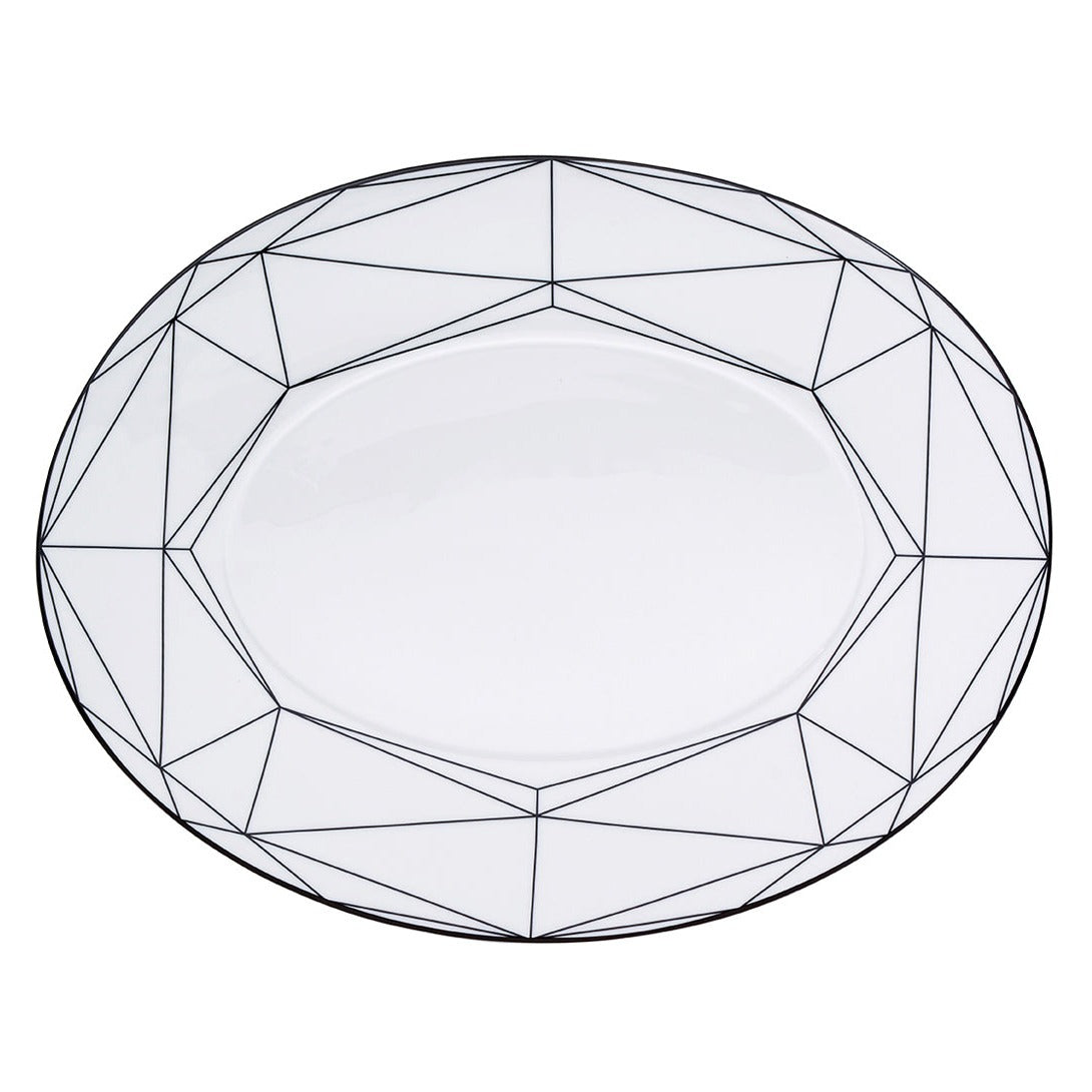 Prouna Gem Cut Onyx 14" Oval Platter White Background Photo
