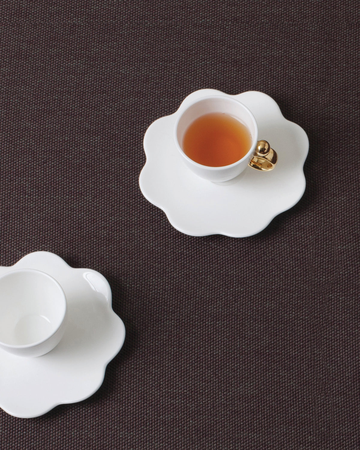 Set of 2, Espresso Cups & Saucers - Gold Rim