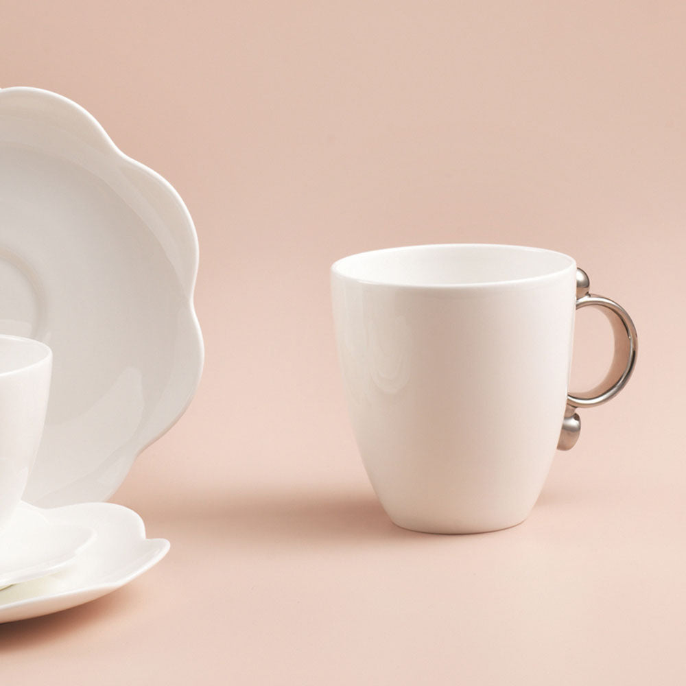 Prouna Geometrica Mug with Silver Rim Set of 2 White Background Photo