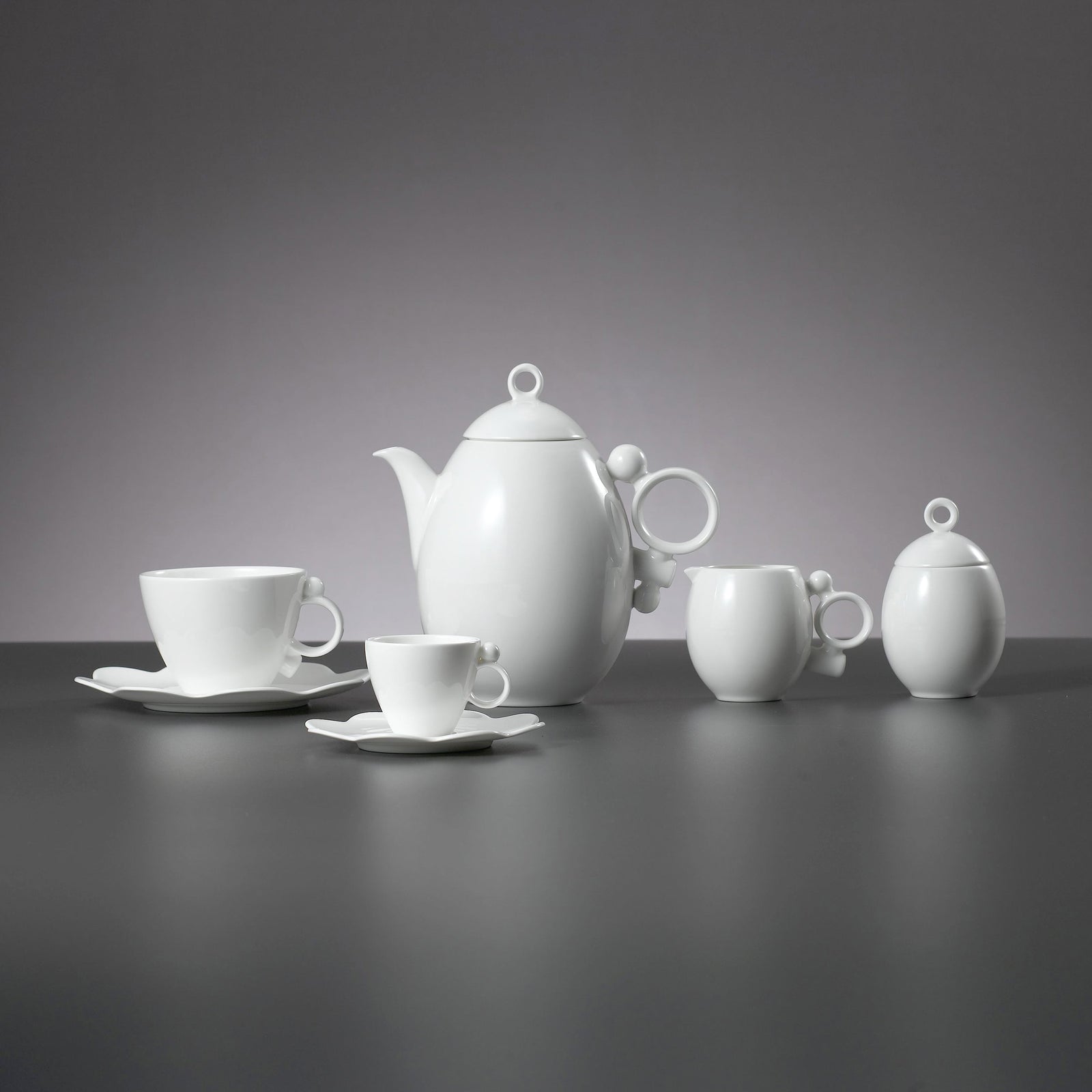 Prouna Cup & Saucer in White Set of 2 White Background Photo