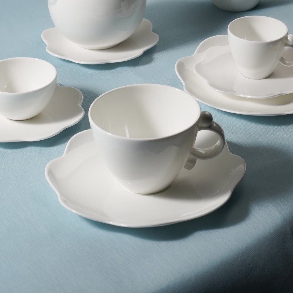 Set of 2, Cups & Saucers - White