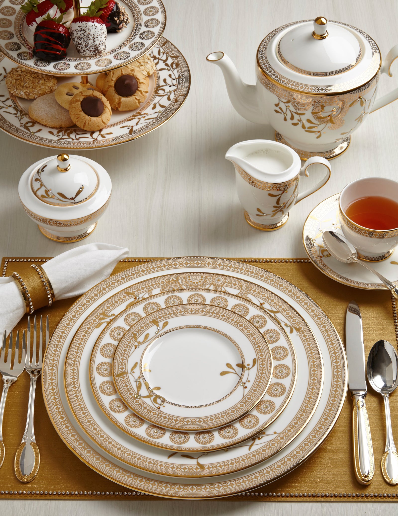 Prouna Golden Leaves Bread & Butter Plate White Background Photo