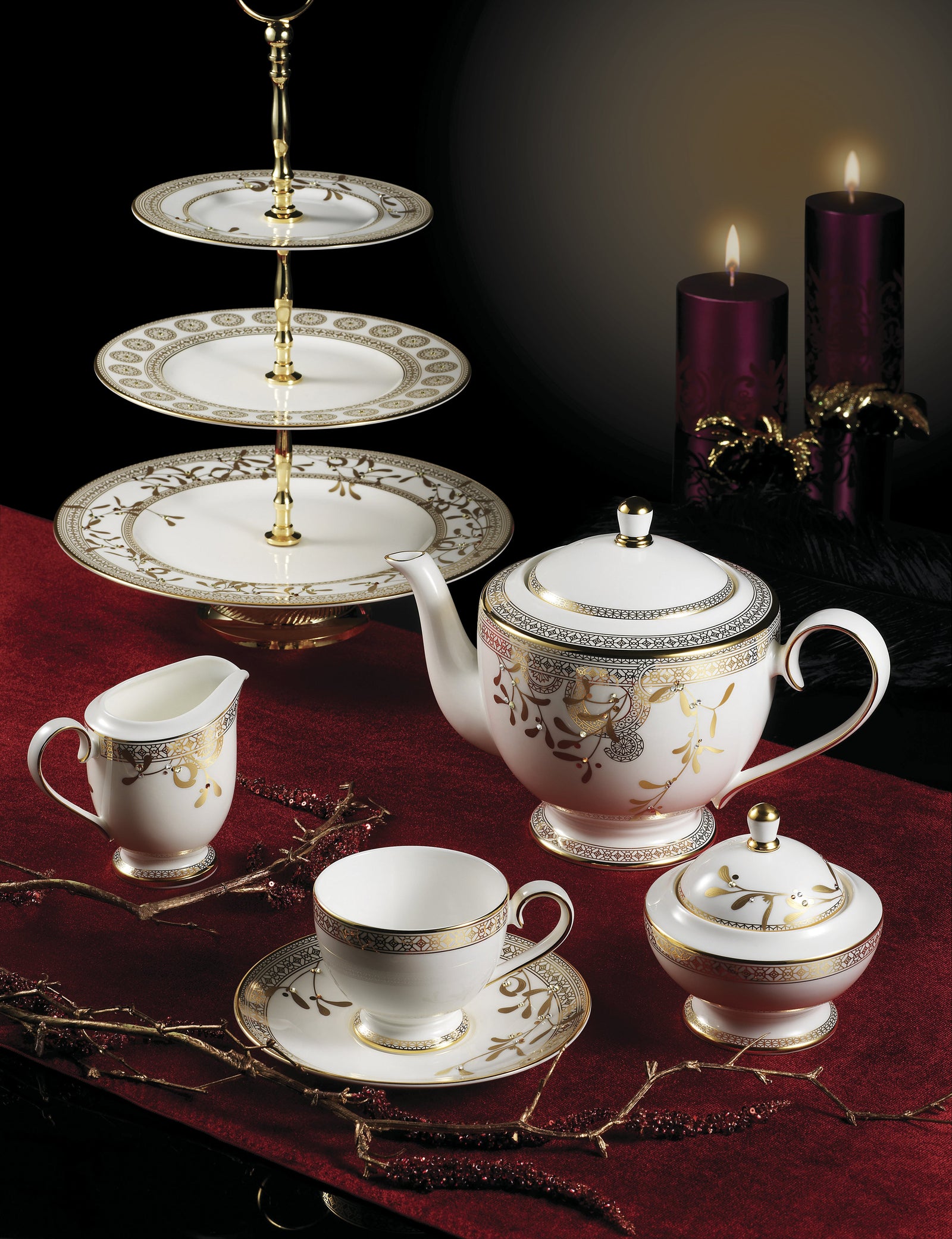 Prouna Golden Leaves Creamer White Background Photo