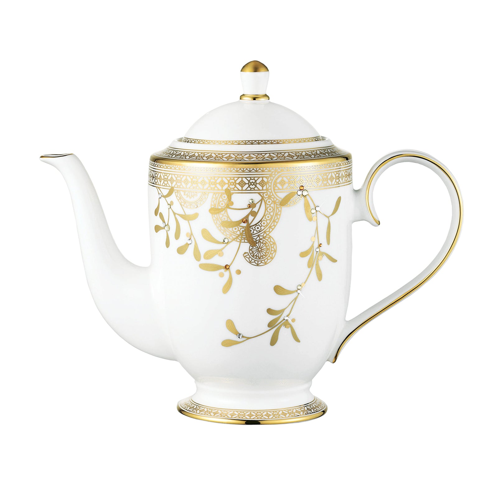 Prouna Golden Leaves Coffee Pot White Background Photo