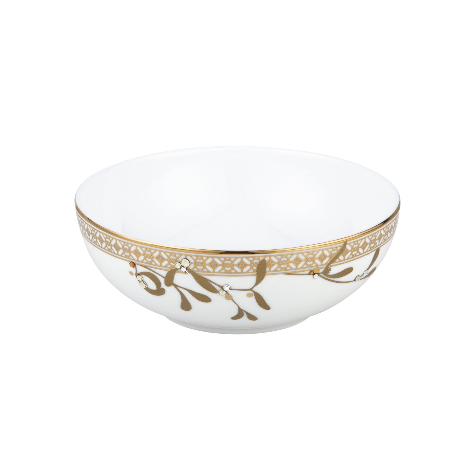 Prouna Golden Leaves 8" Bowl White Background Photo