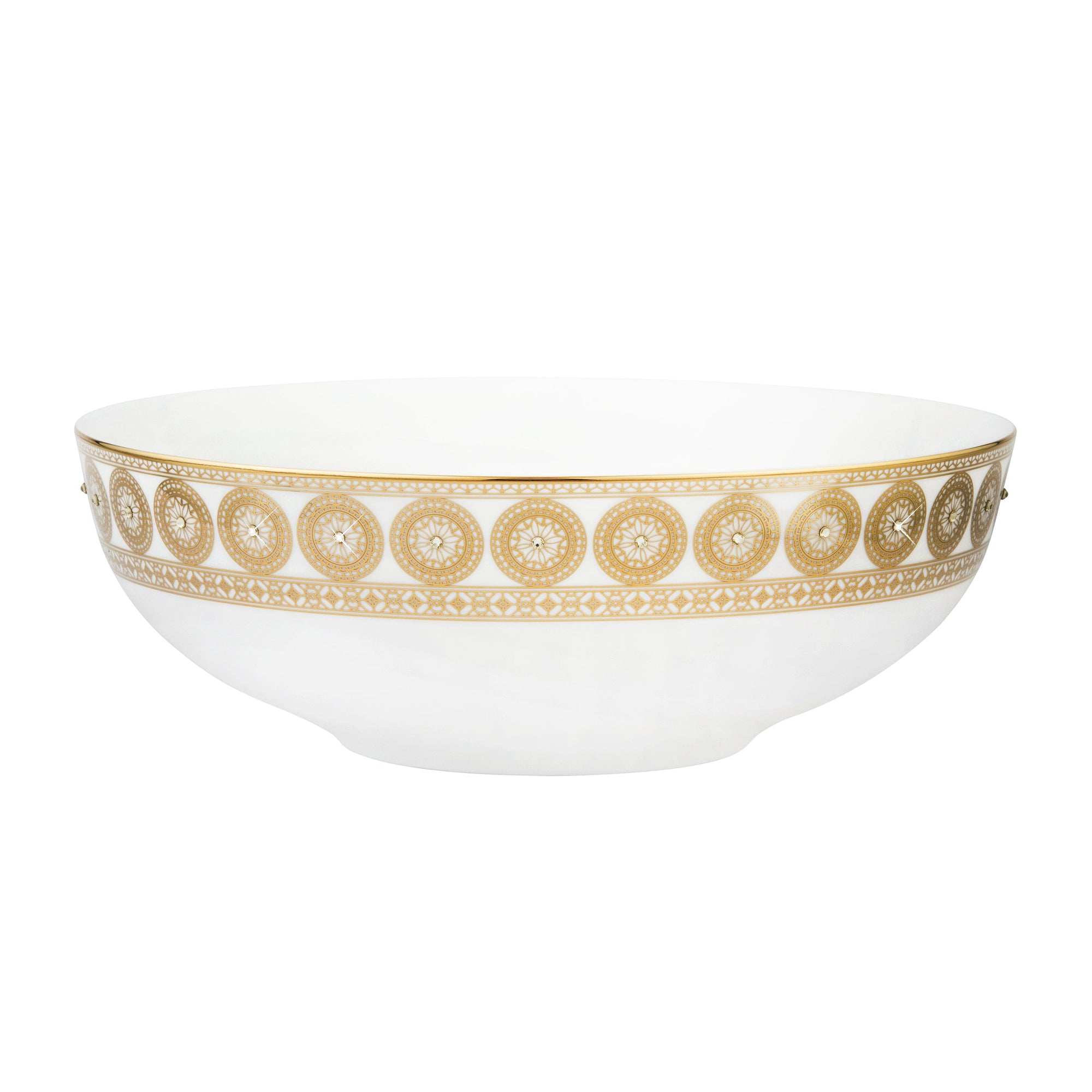 Prouna Golden Leaves Serving Bowl White Background Photo